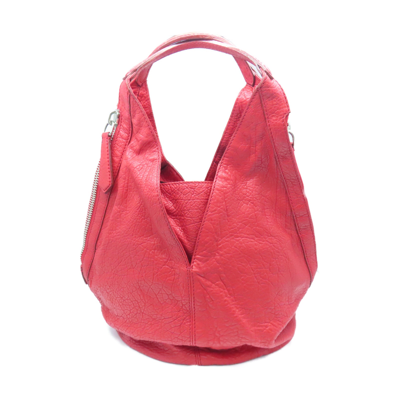 GIVENCHY Red leather Hand Bag with silver buckle