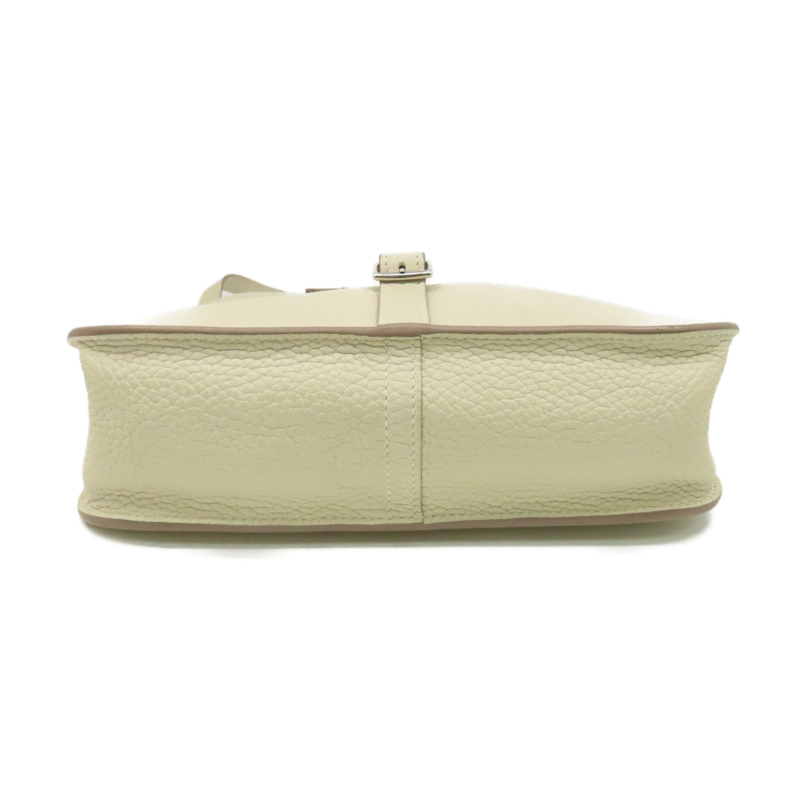 HERMES Clemence皮革Halzan 25 2Way Shoulder Bag銀扣手挽肩背兩用袋Craie奶昔白色