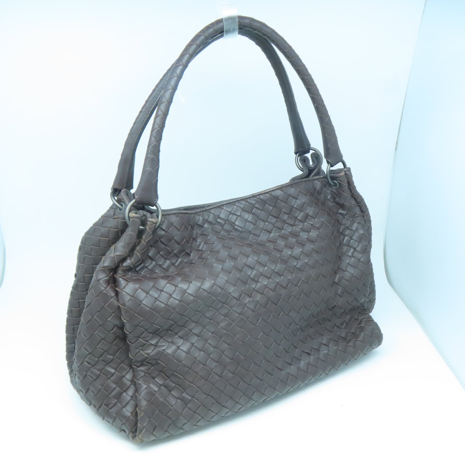 BOTTEGA VENETA 羊皮皮革Shoulder Bag銀扣肩背袋棕色