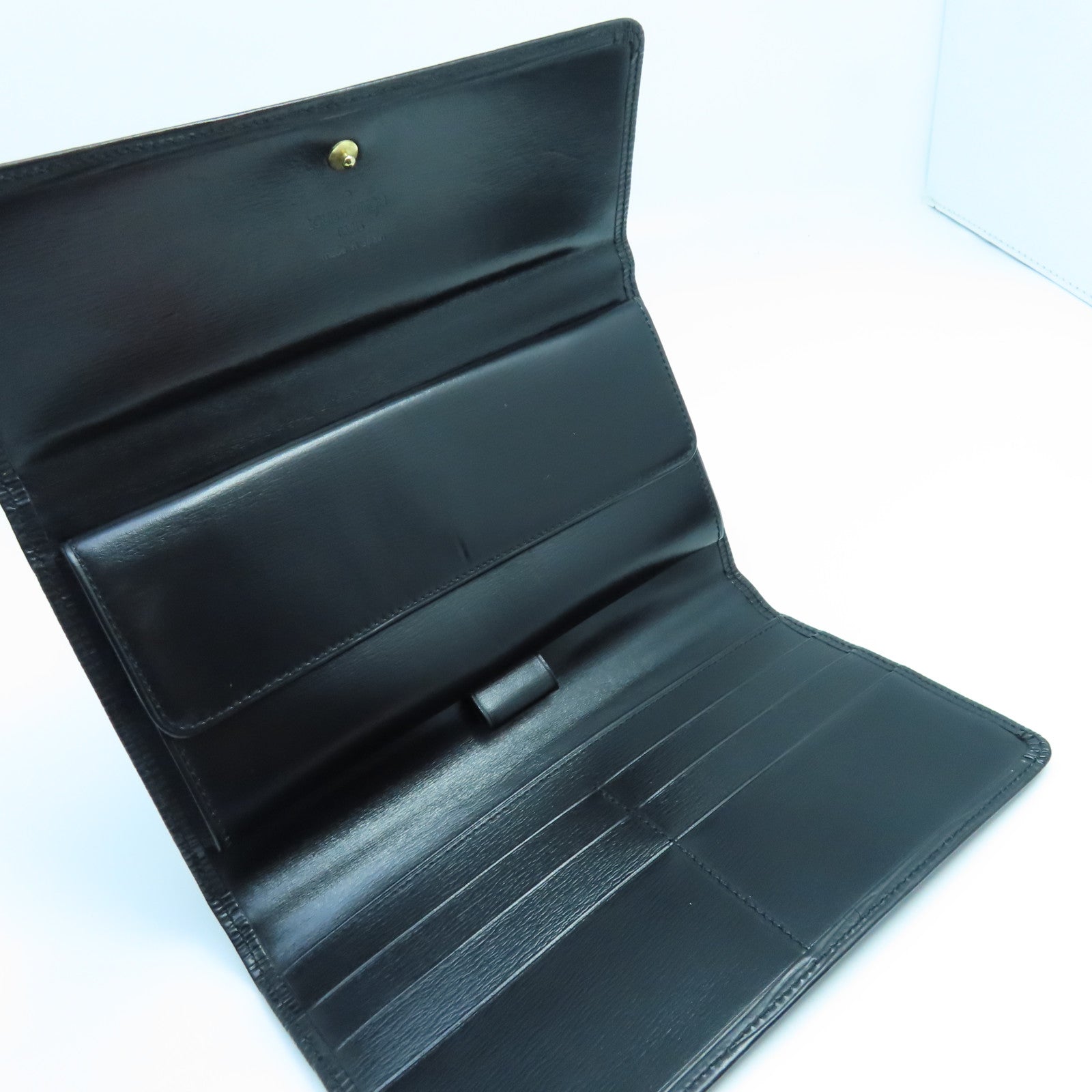 LOUIS VUITTON Epi Trifold Wallet金扣長錢包黑色