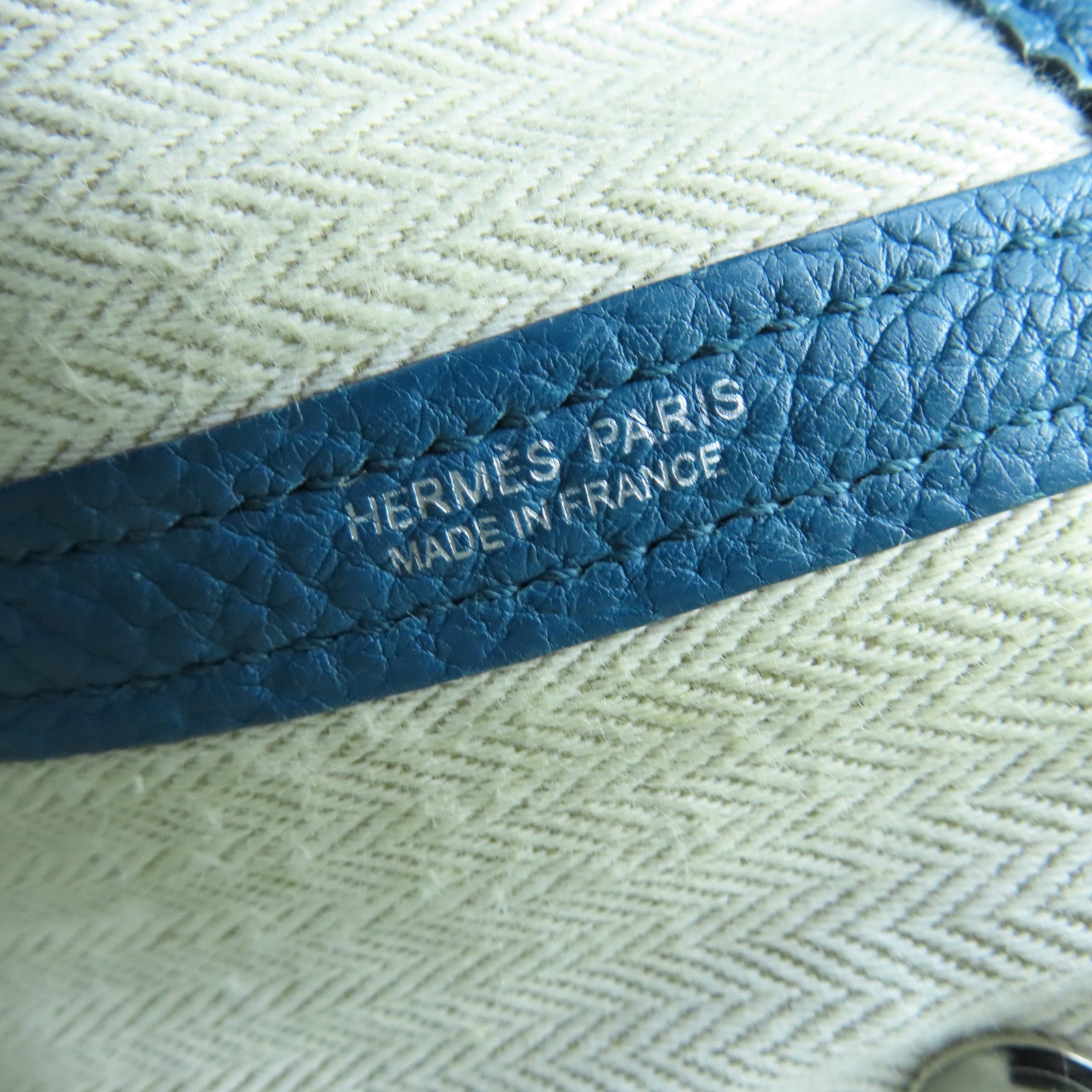 HERMES Negonda皮革Garden Party GM銀扣手挽袋Cobalt藍色