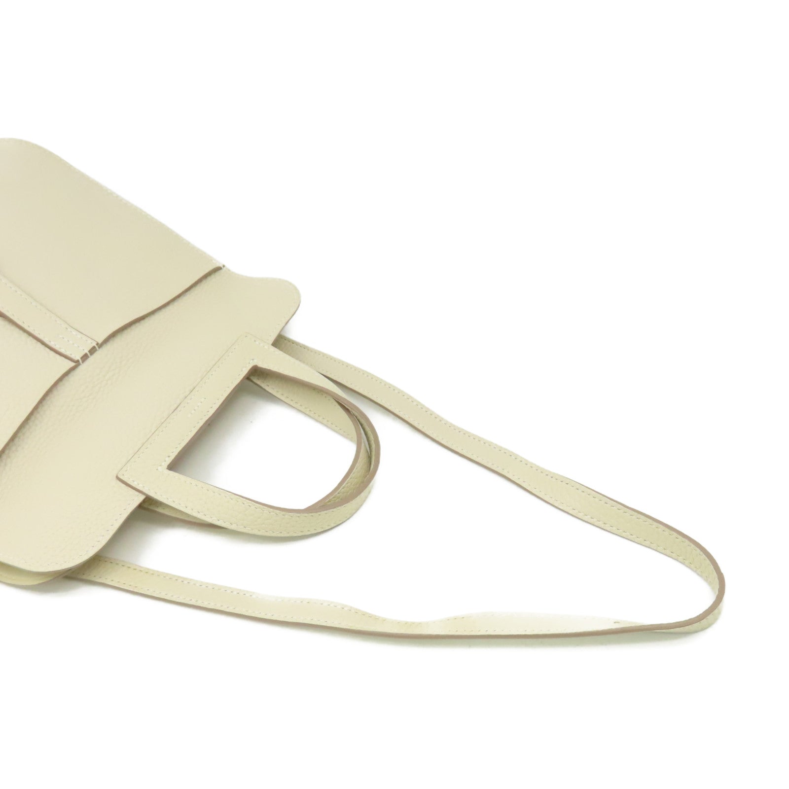 HERMES Clemence皮革Halzan 25 2Way Shoulder Bag銀扣手挽肩背兩用袋Craie奶昔白色