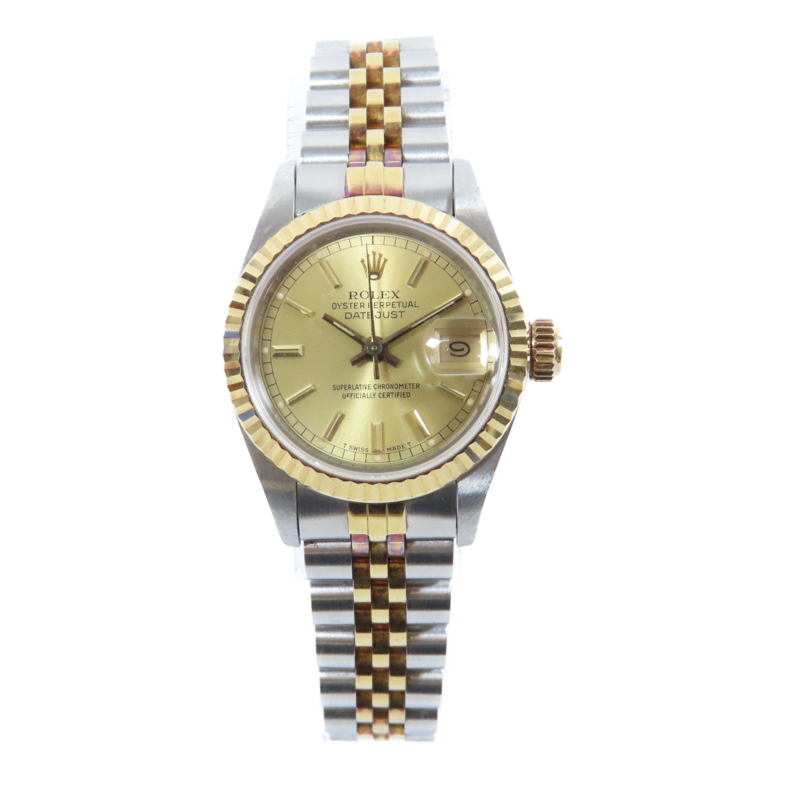ROLEX 18K黃金Datejust不鏽鋼手錶自動機芯金色