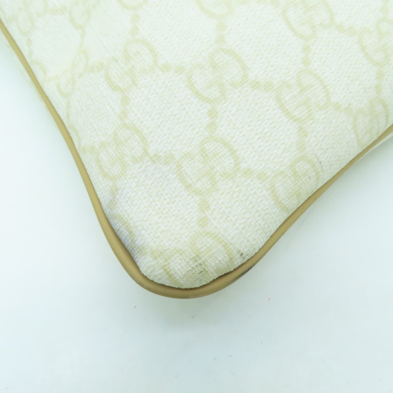 GUCCI 【激減優惠】塗層帆布Shoulder Bag金扣肩背袋米色/白色