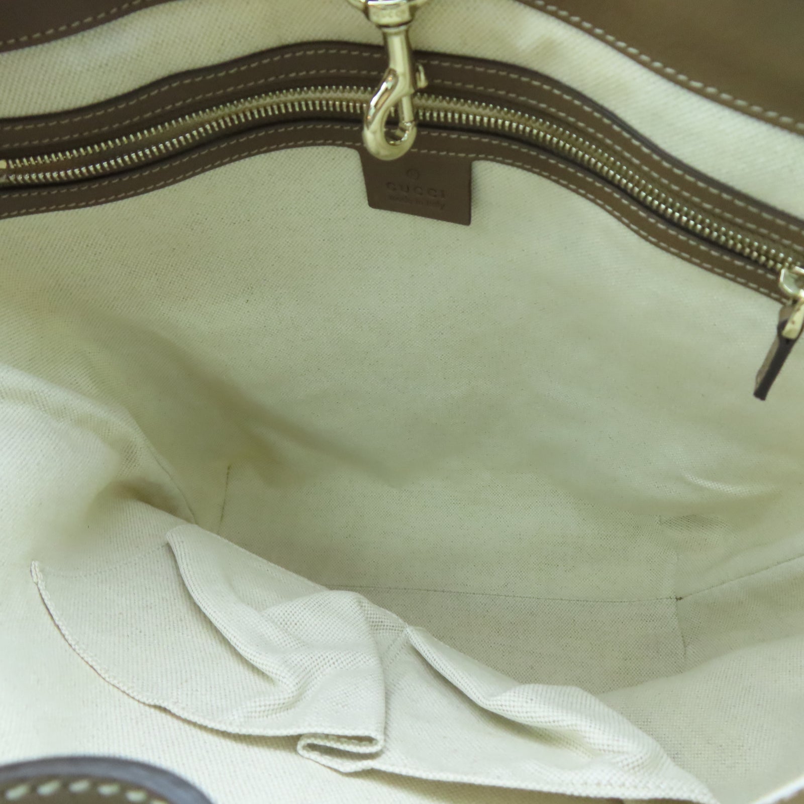 GUCCI 塗層帆布Tote Bag金扣手挽袋白色