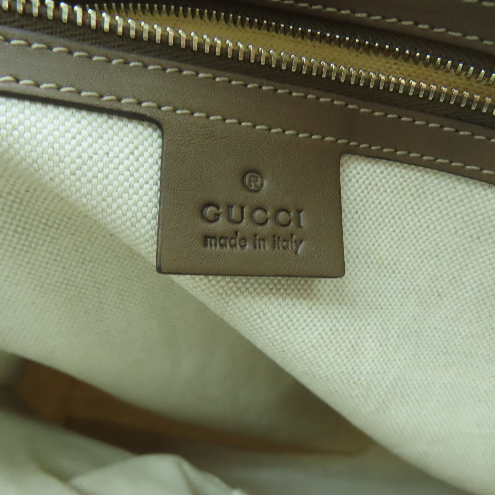 GUCCI 塗層帆布Tote Bag金扣手挽袋白色