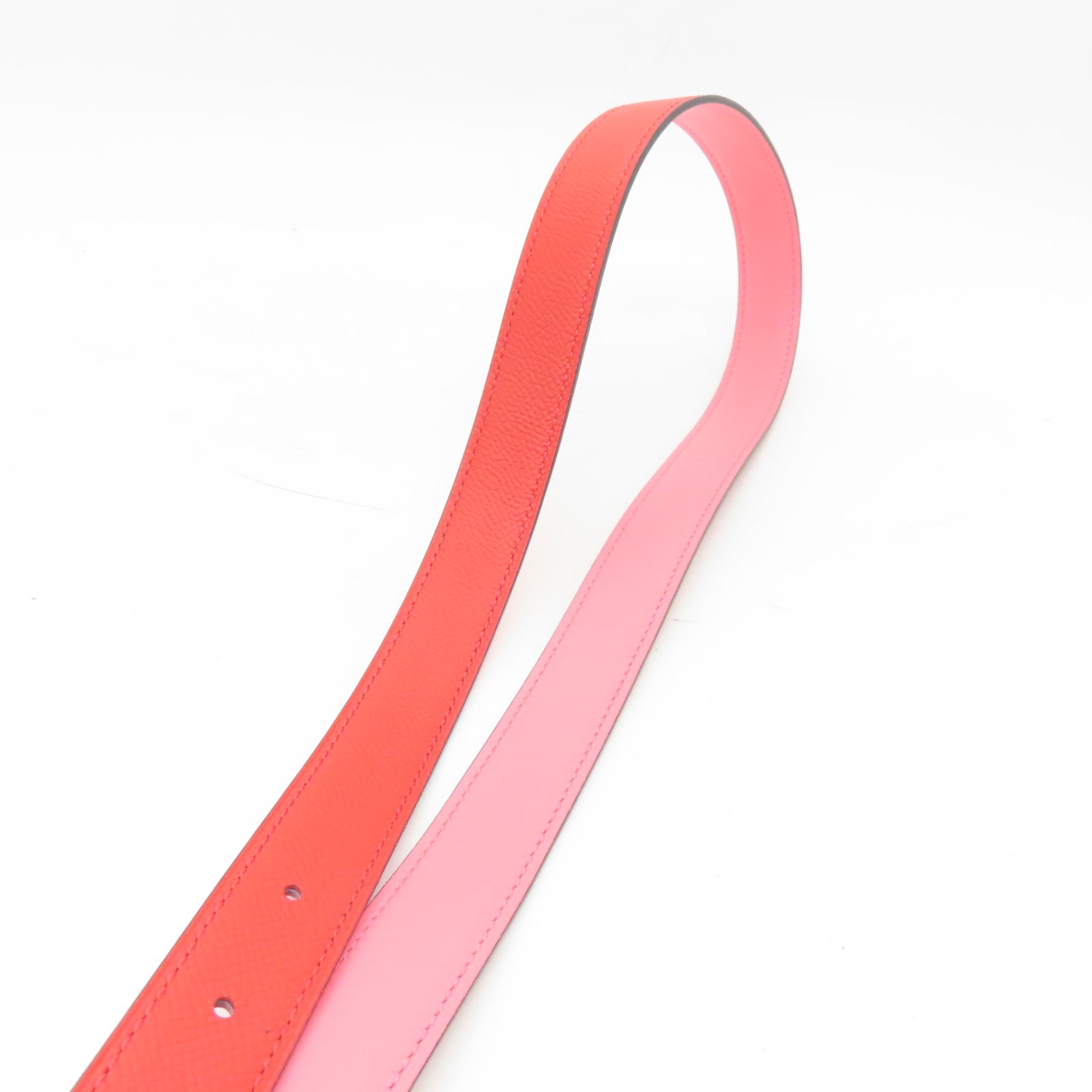 HERMES Veau Epsom Leather Belt 80cm Gold Buckle Belt Heart Red/Candy Pink