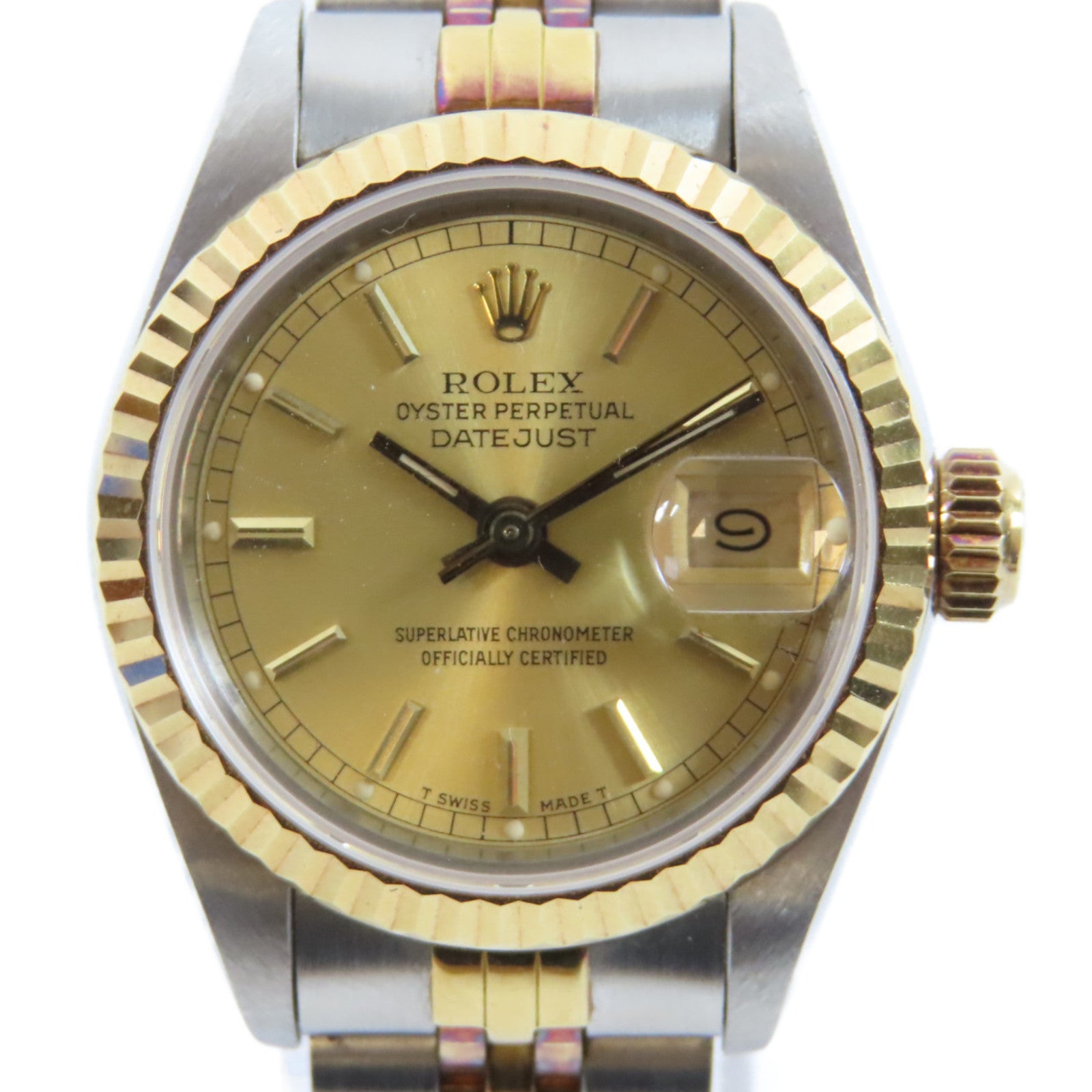 ROLEX 18K黃金Datejust不鏽鋼手錶自動機芯金色