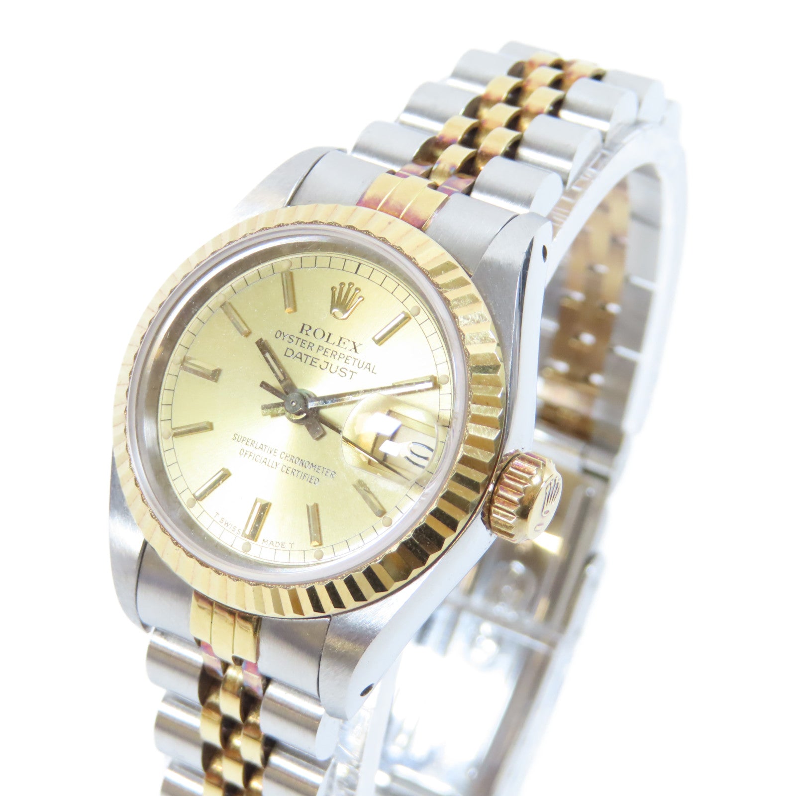 ROLEX 18K黃金Datejust不鏽鋼手錶自動機芯金色