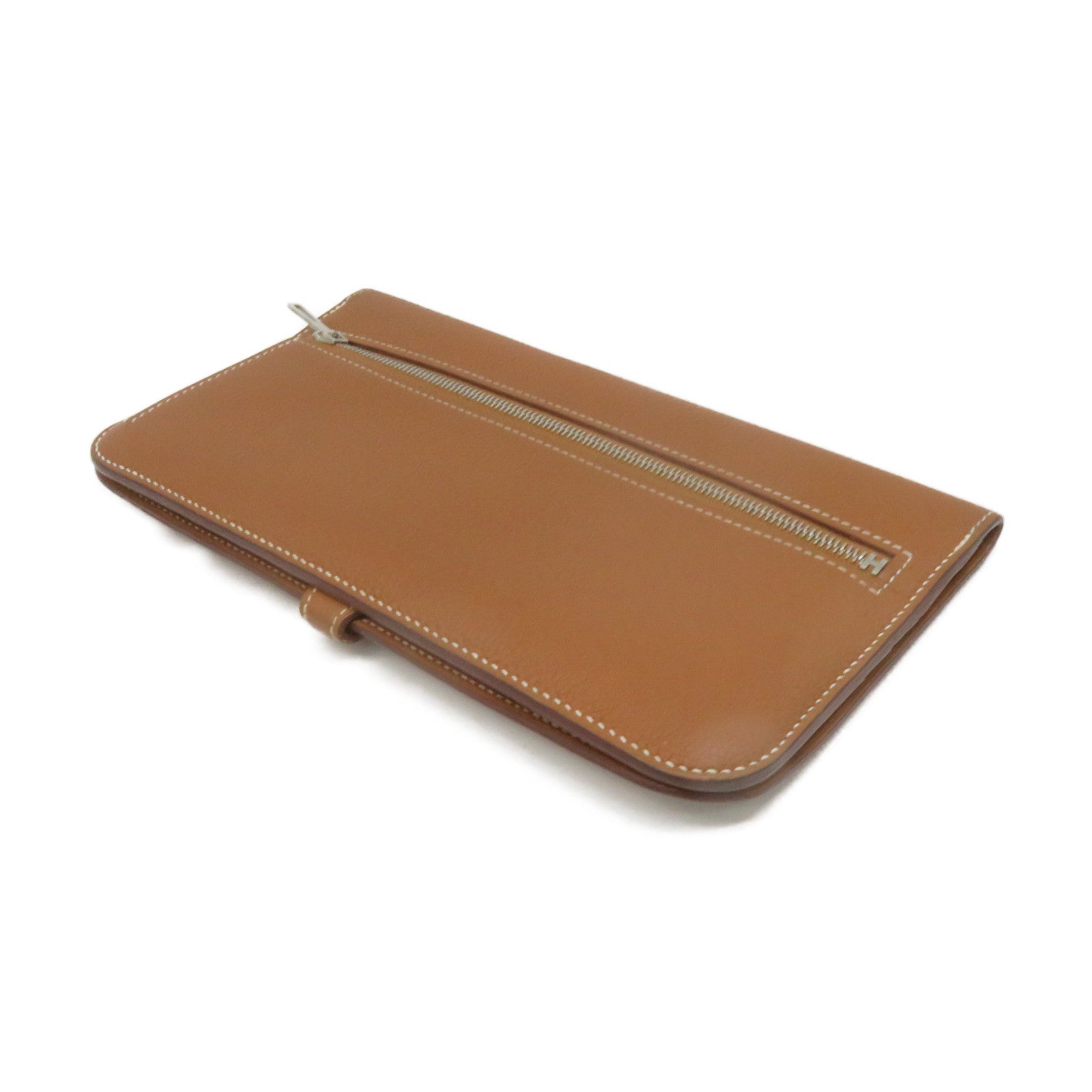 HERMES Togo皮革Dogon GM Long wallet銀扣長錢包Gold啡色