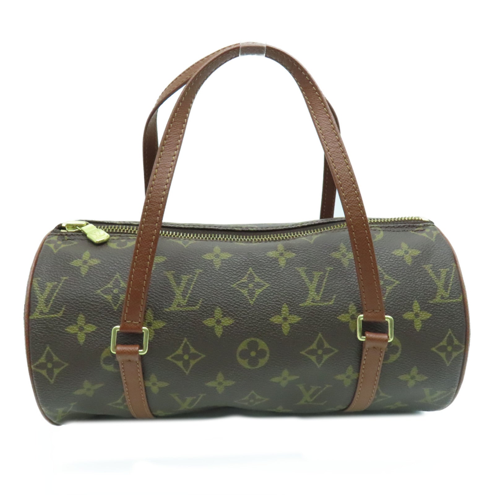 LOUIS VUITTON Monogram Papillon MM肩背袋金扣啡色