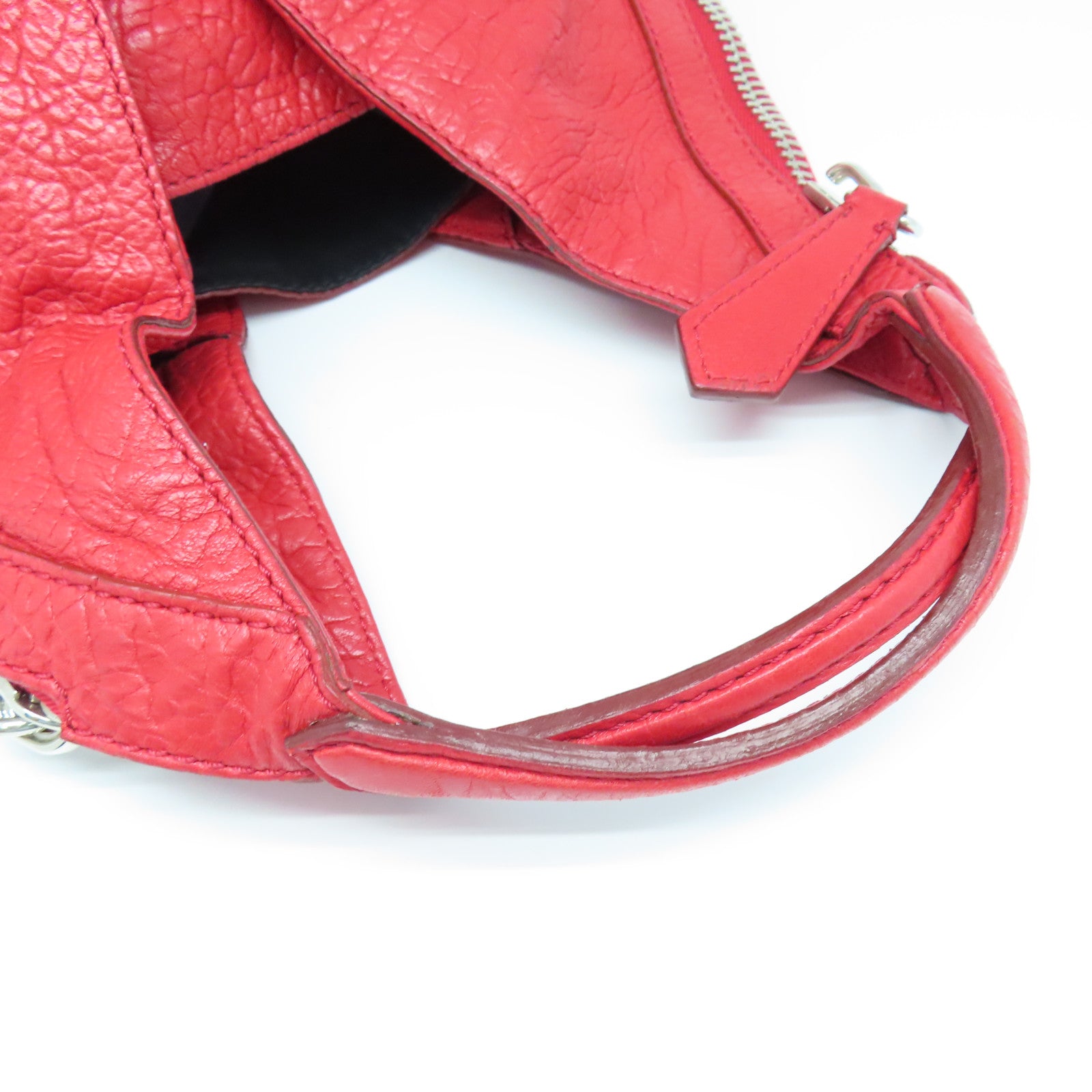GIVENCHY Red leather Hand Bag with silver buckle