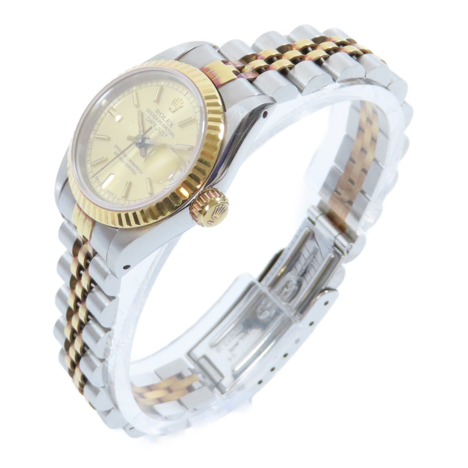 ROLEX 18K黃金Datejust不鏽鋼手錶自動機芯金色