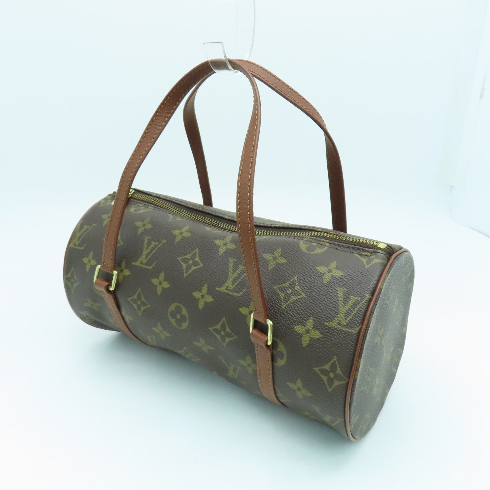 LOUIS VUITTON Monogram Papillon MM肩背袋金扣啡色