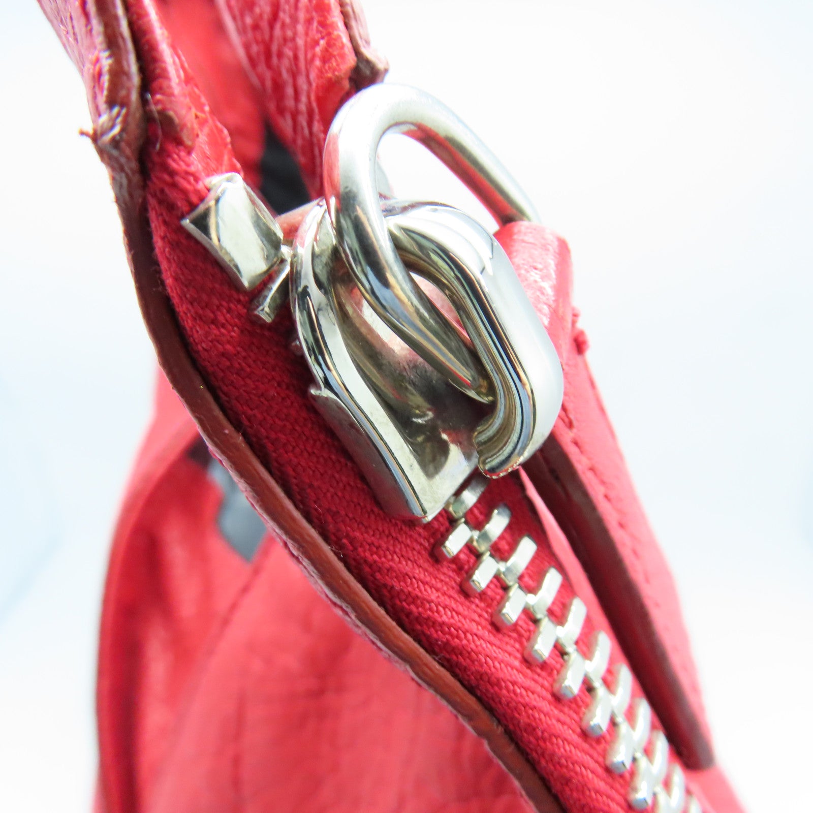 GIVENCHY Red leather Hand Bag with silver buckle