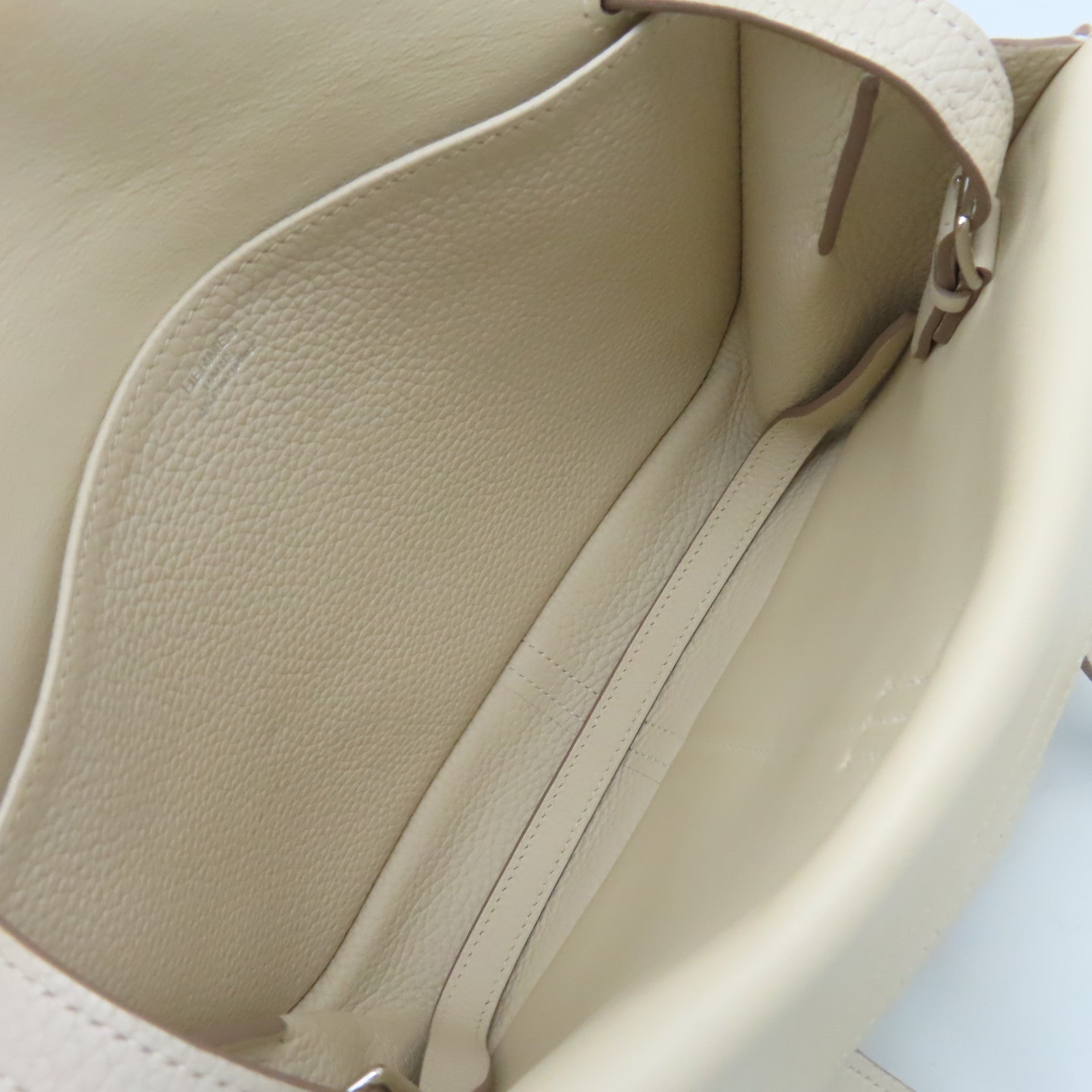 HERMES Clemence皮革Halzan 25 2Way Shoulder Bag銀扣手挽肩背兩用袋Craie奶昔白色