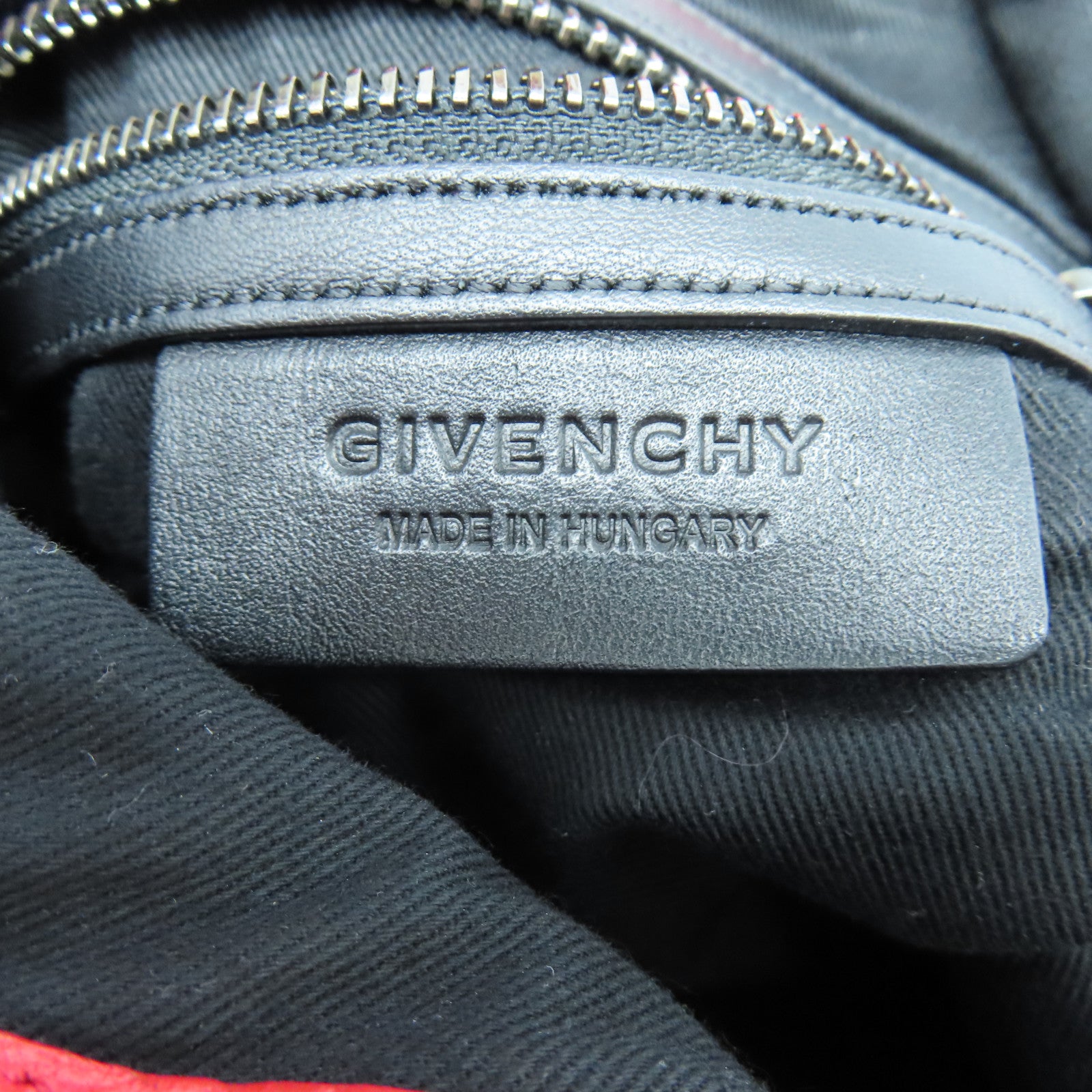 GIVENCHY Red leather Hand Bag with silver buckle