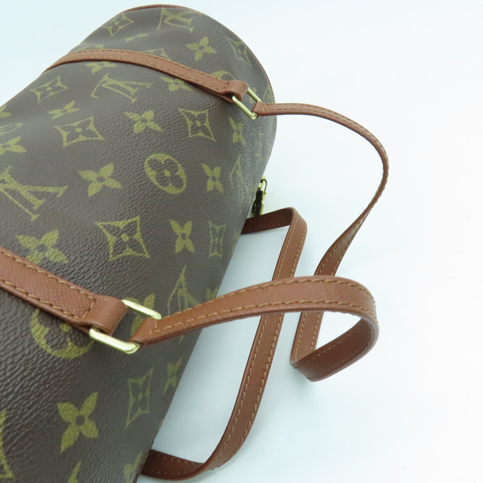 LOUIS VUITTON Monogram Papillon MM肩背袋金扣啡色