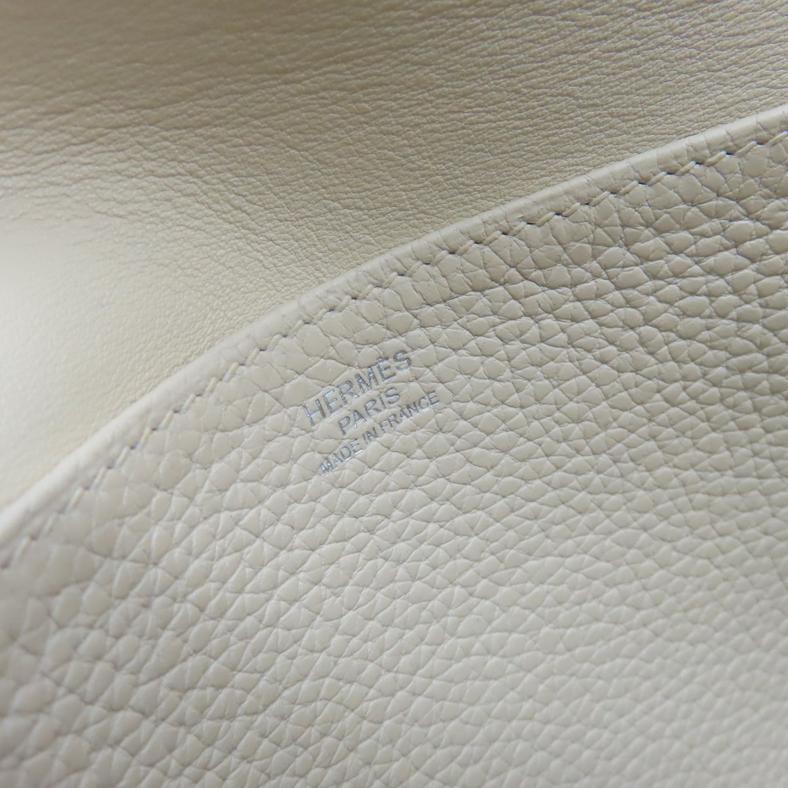 HERMES Clemence皮革Halzan 25 2Way Shoulder Bag銀扣手挽肩背兩用袋Craie奶昔白色