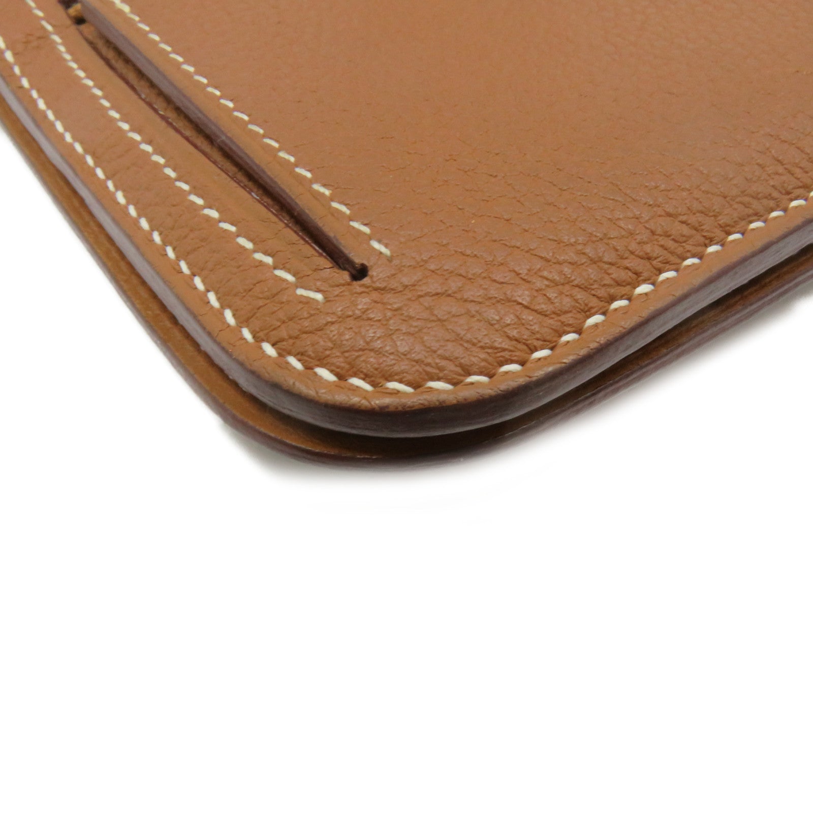 HERMES Togo皮革Dogon GM Long wallet銀扣長錢包Gold啡色