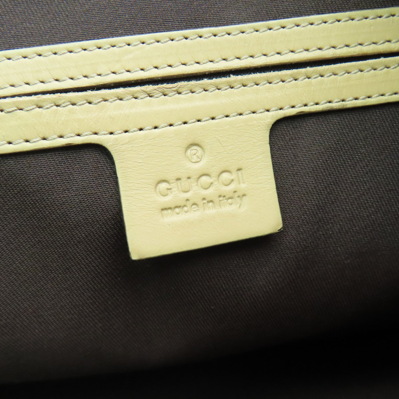 GUCCI 【激減優惠】塗層帆布Shoulder Bag金扣肩背袋米色/白色