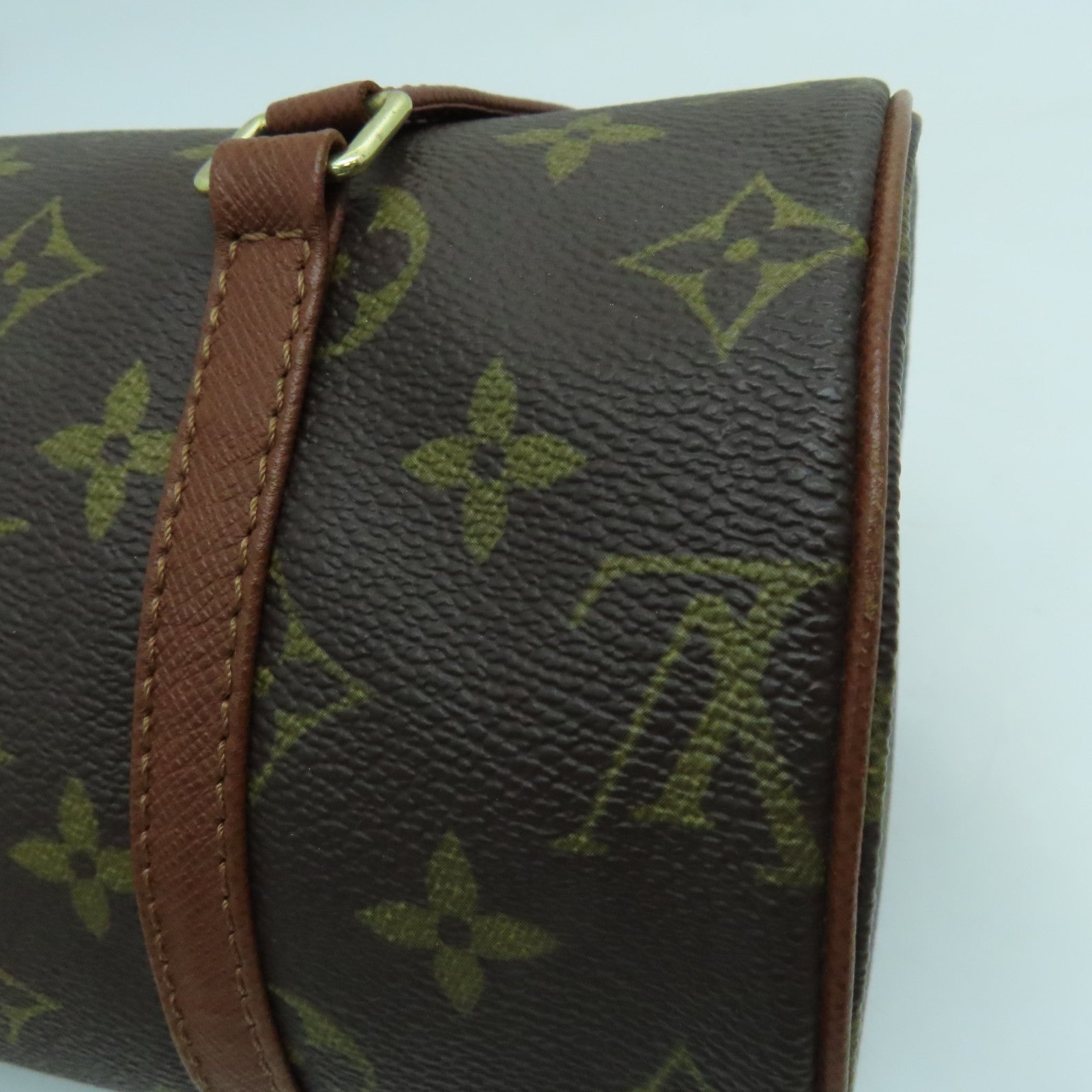 LOUIS VUITTON Monogram Papillon MM肩背袋金扣啡色