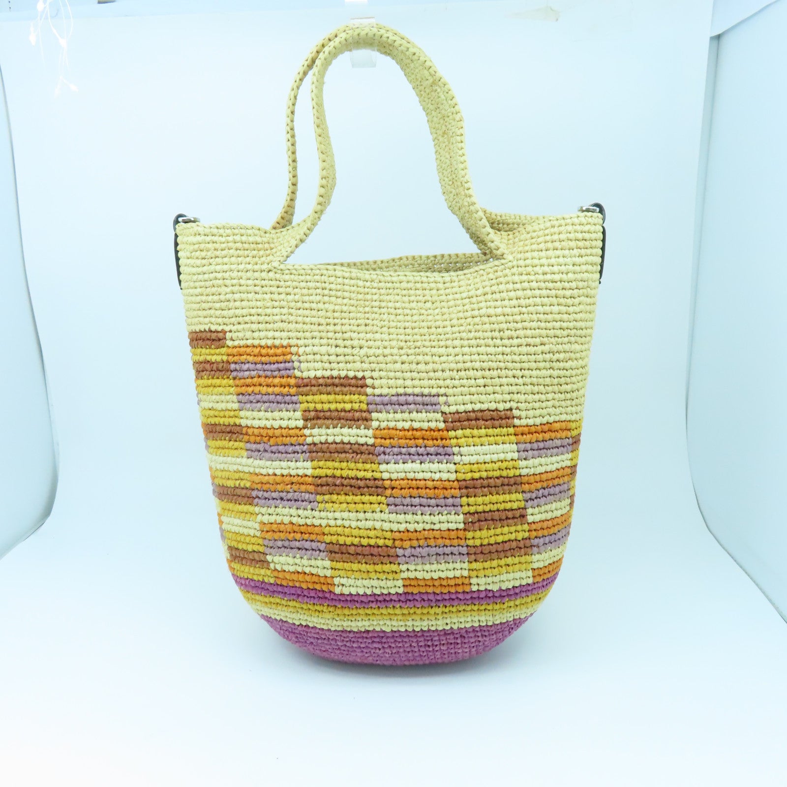 LOEWE 酒椰/牛皮皮革Slit Rainbow Mini Bag銀扣手挽肩背兩用袋彩色