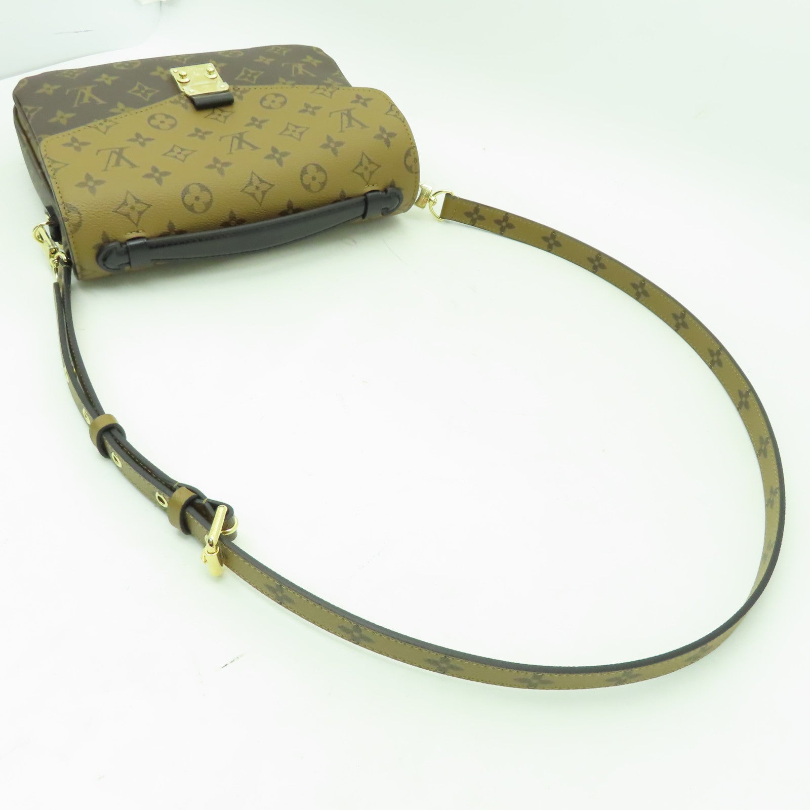 LOUIS VUITTON Monogram Reverse Pochette Metis金扣手挽肩背兩用袋啡色