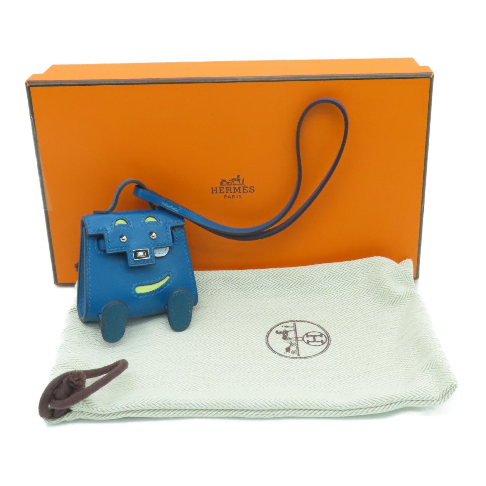 HERMES 【激減優惠】Swift皮革Kelly Doll Charm掛飾藍色