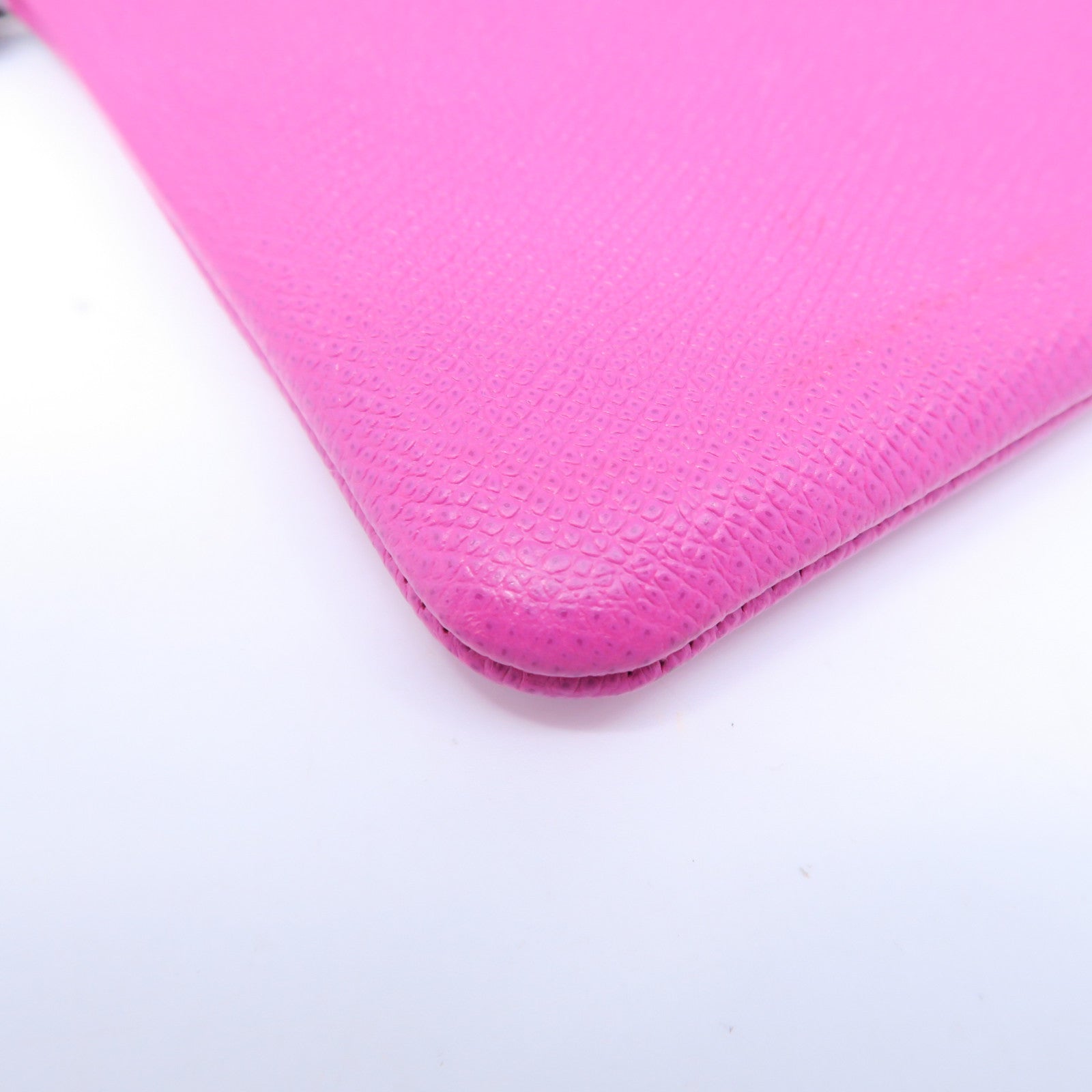 COACH 牛皮皮革Pouch Wallet銀扣手拿包粉紅色