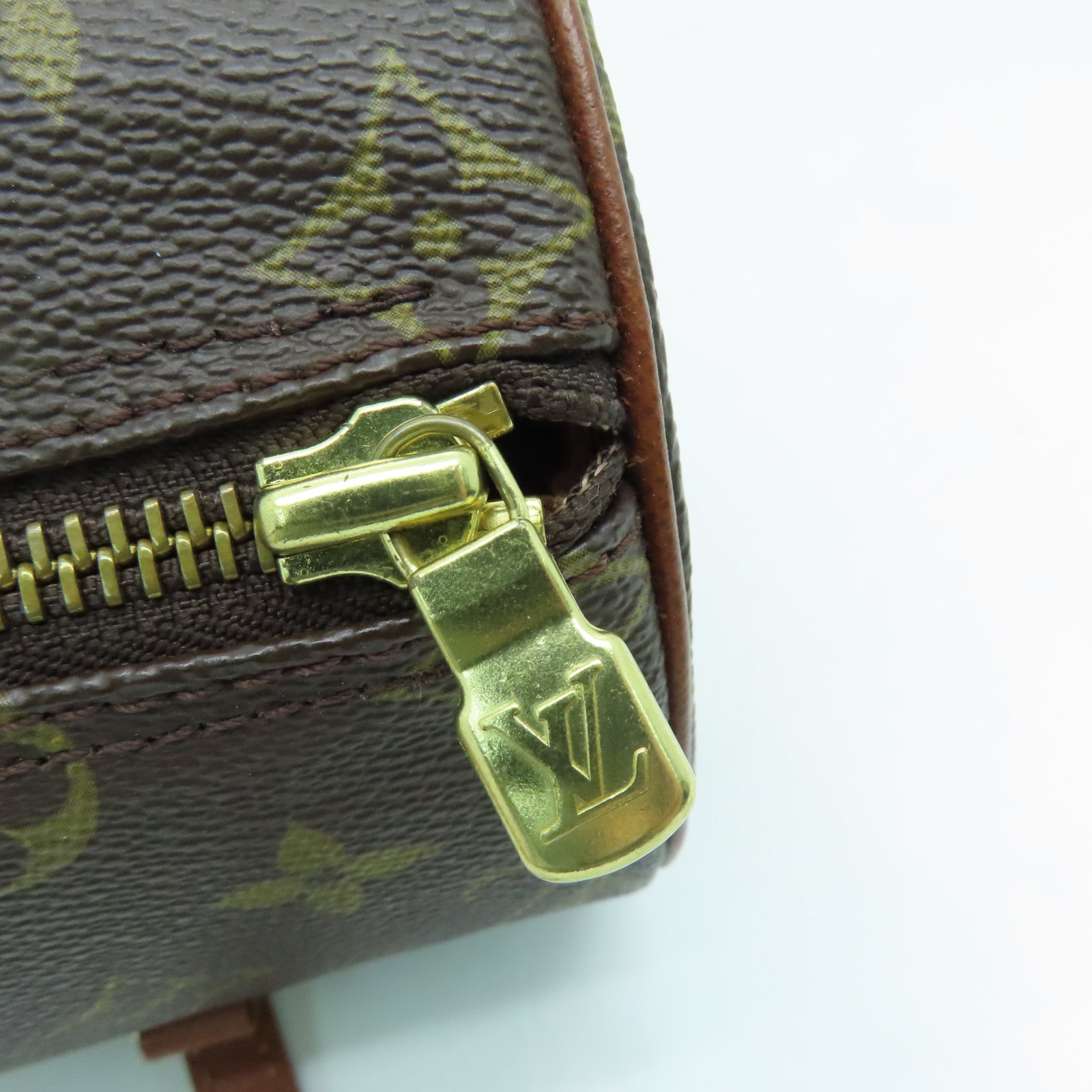 LOUIS VUITTON Monogram Papillon MM肩背袋金扣啡色