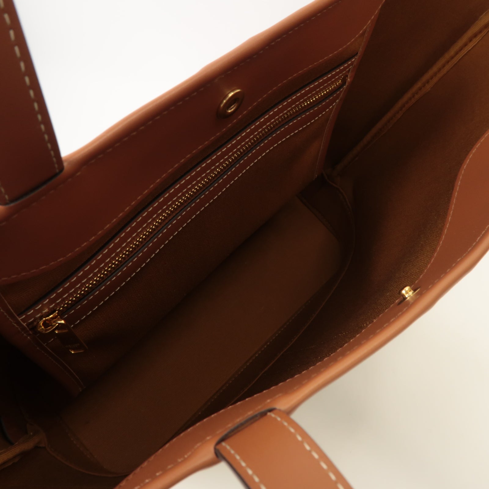CELINE Triomphe帆布/牛皮皮革Small Cabas Bag金扣肩背袋啡色