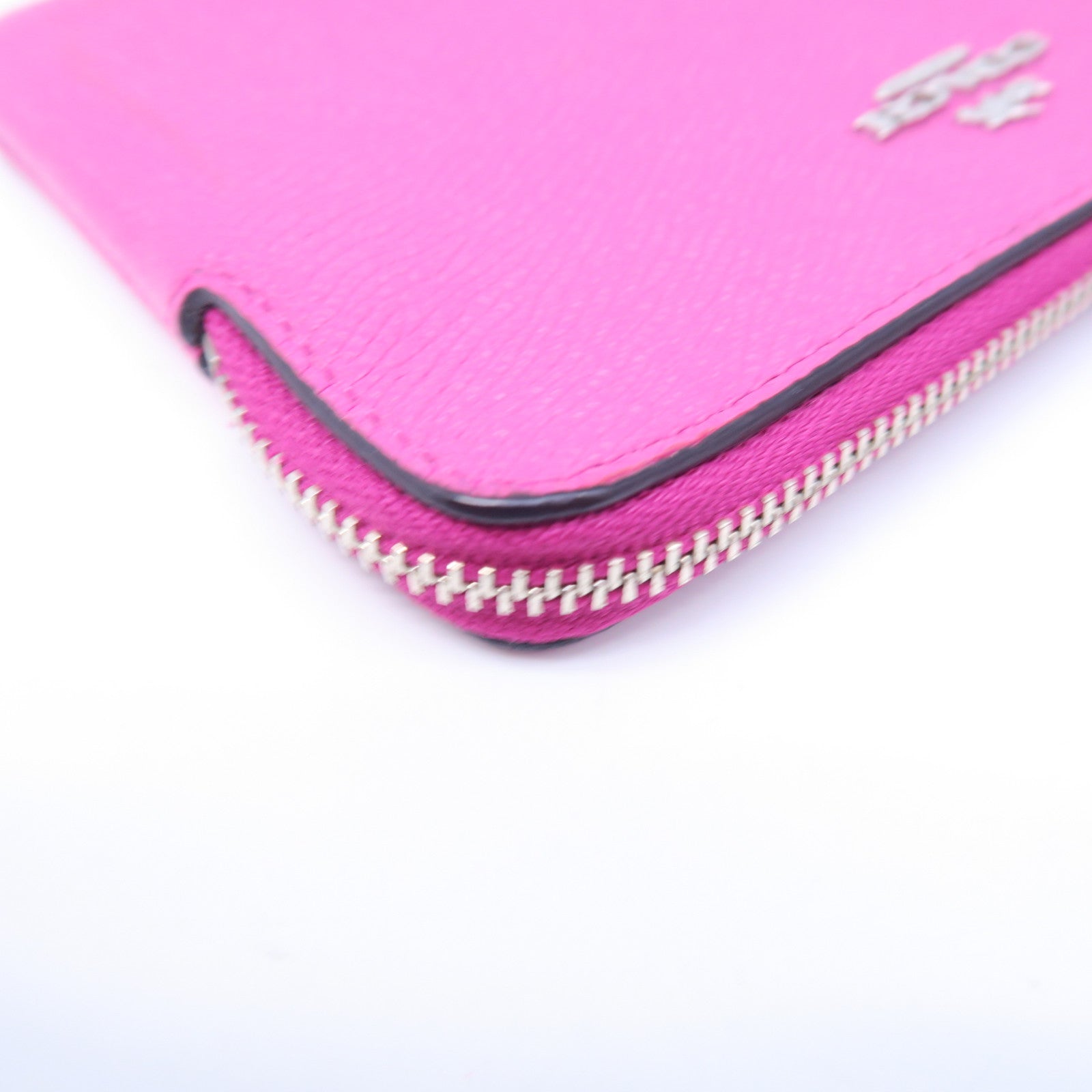 COACH 牛皮皮革Pouch Wallet銀扣手拿包粉紅色