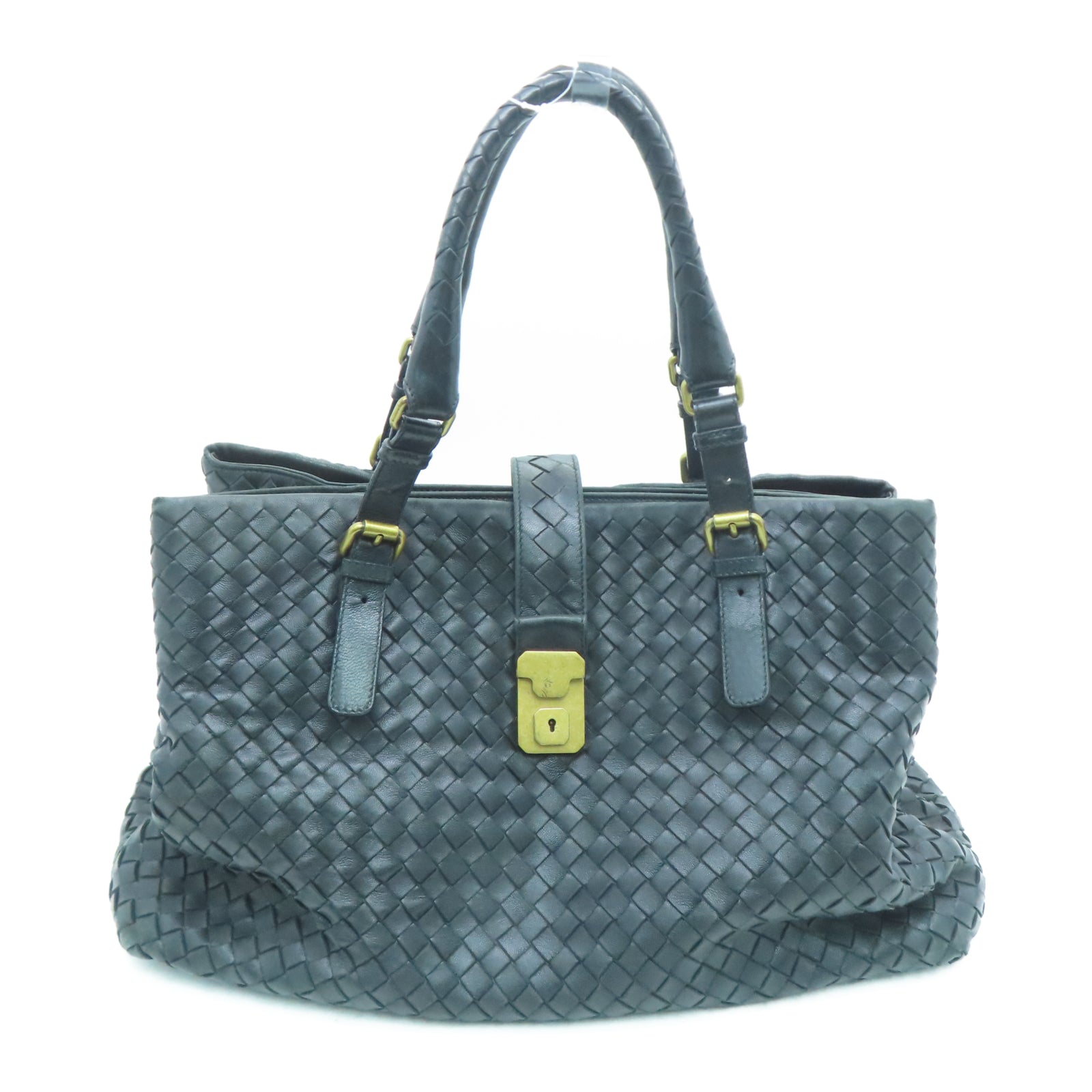 BOTTEGA VENETA 【激減優惠】羊皮皮革Tote Bag金扣手挽袋黑色