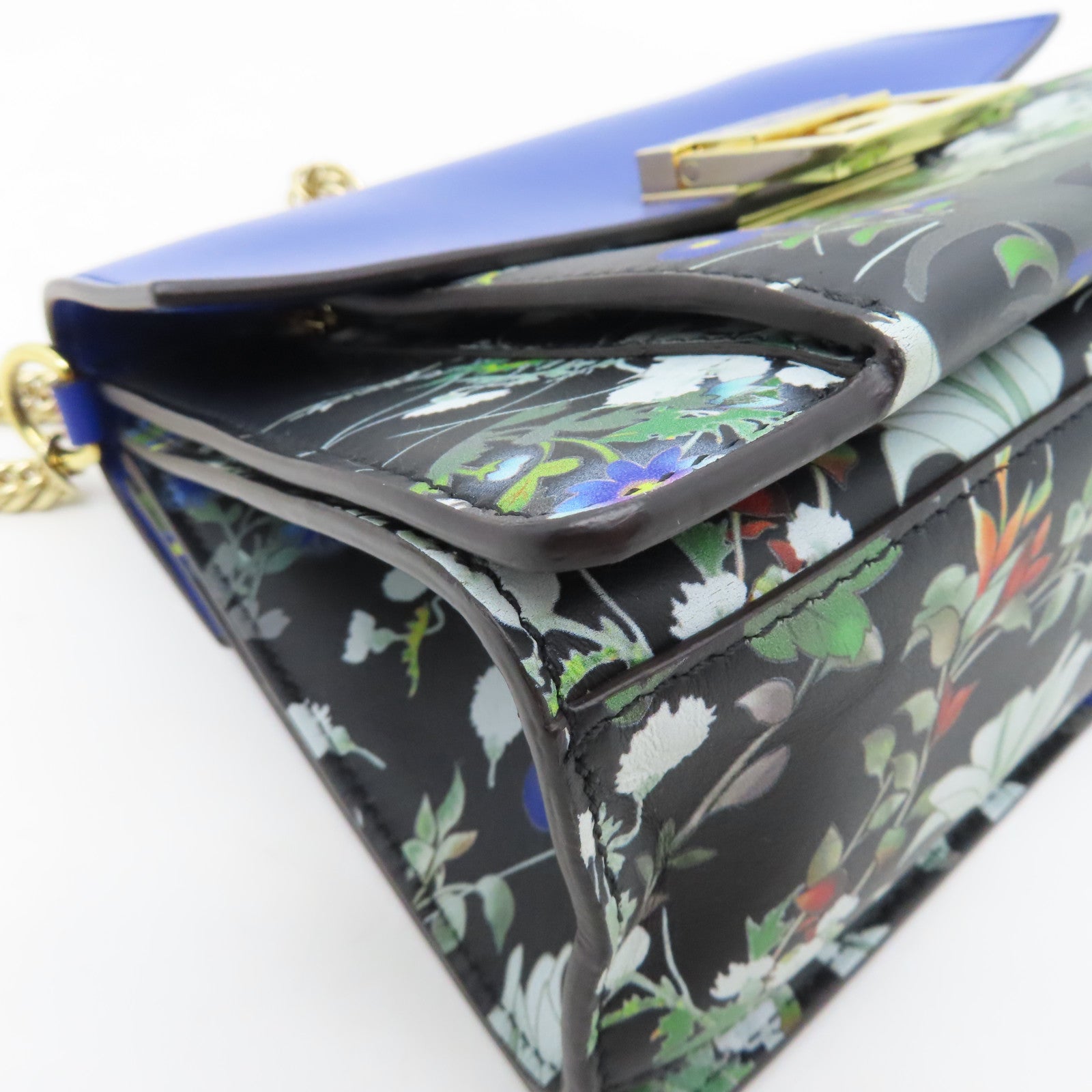 GIVENCHY Sheepskin Leather Shoulder Bag Gold Buckle Handle Shoulder Bag Blue