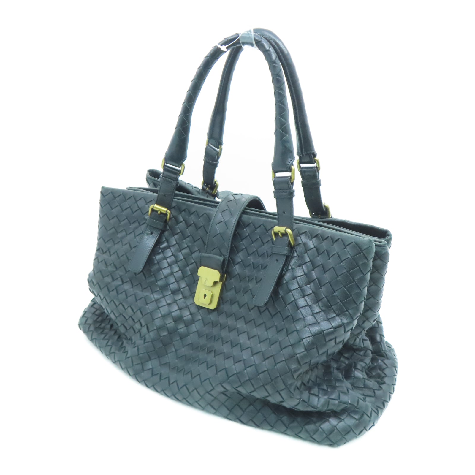 BOTTEGA VENETA 【激減優惠】羊皮皮革Tote Bag金扣手挽袋黑色