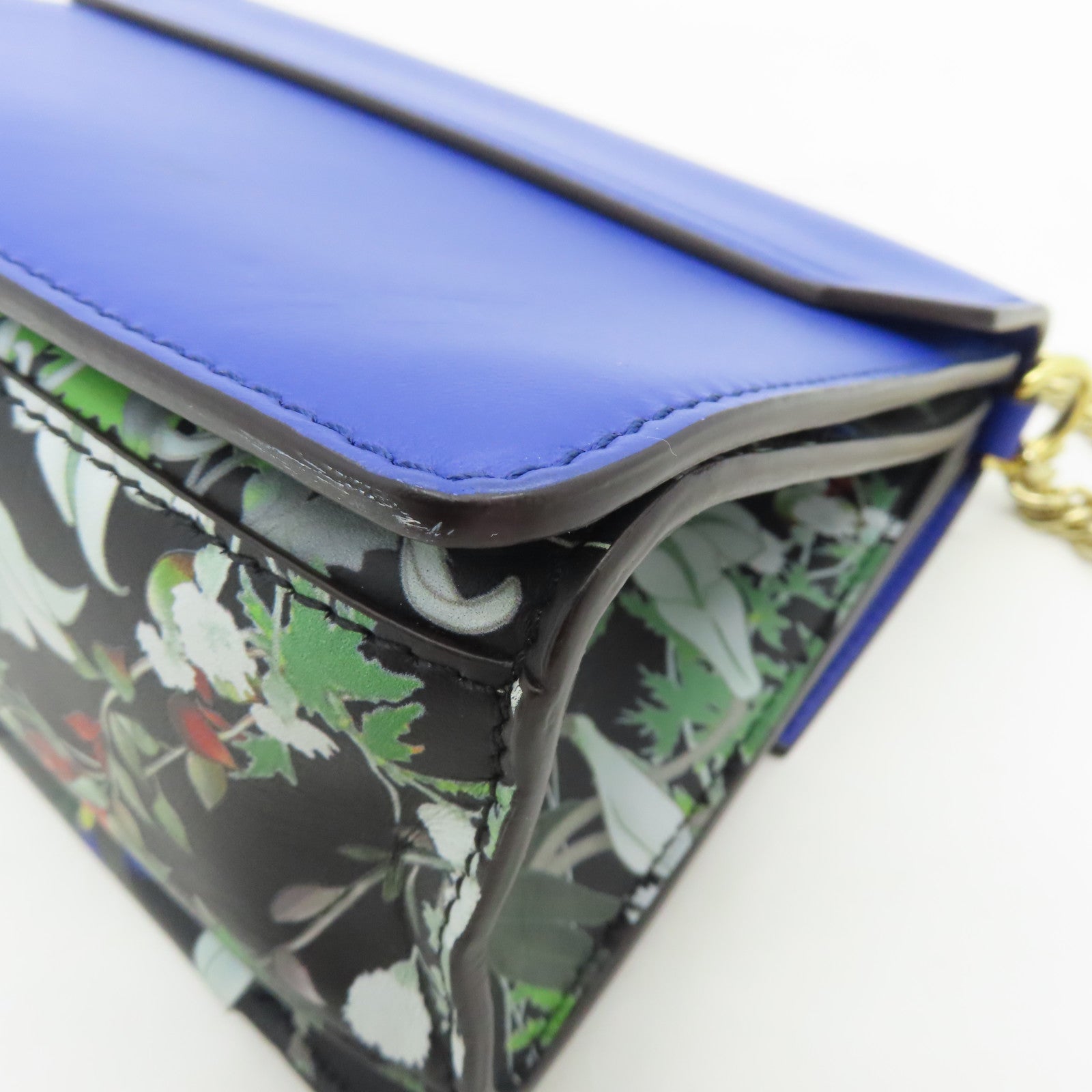 GIVENCHY Sheepskin Leather Shoulder Bag Gold Buckle Handle Shoulder Bag Blue