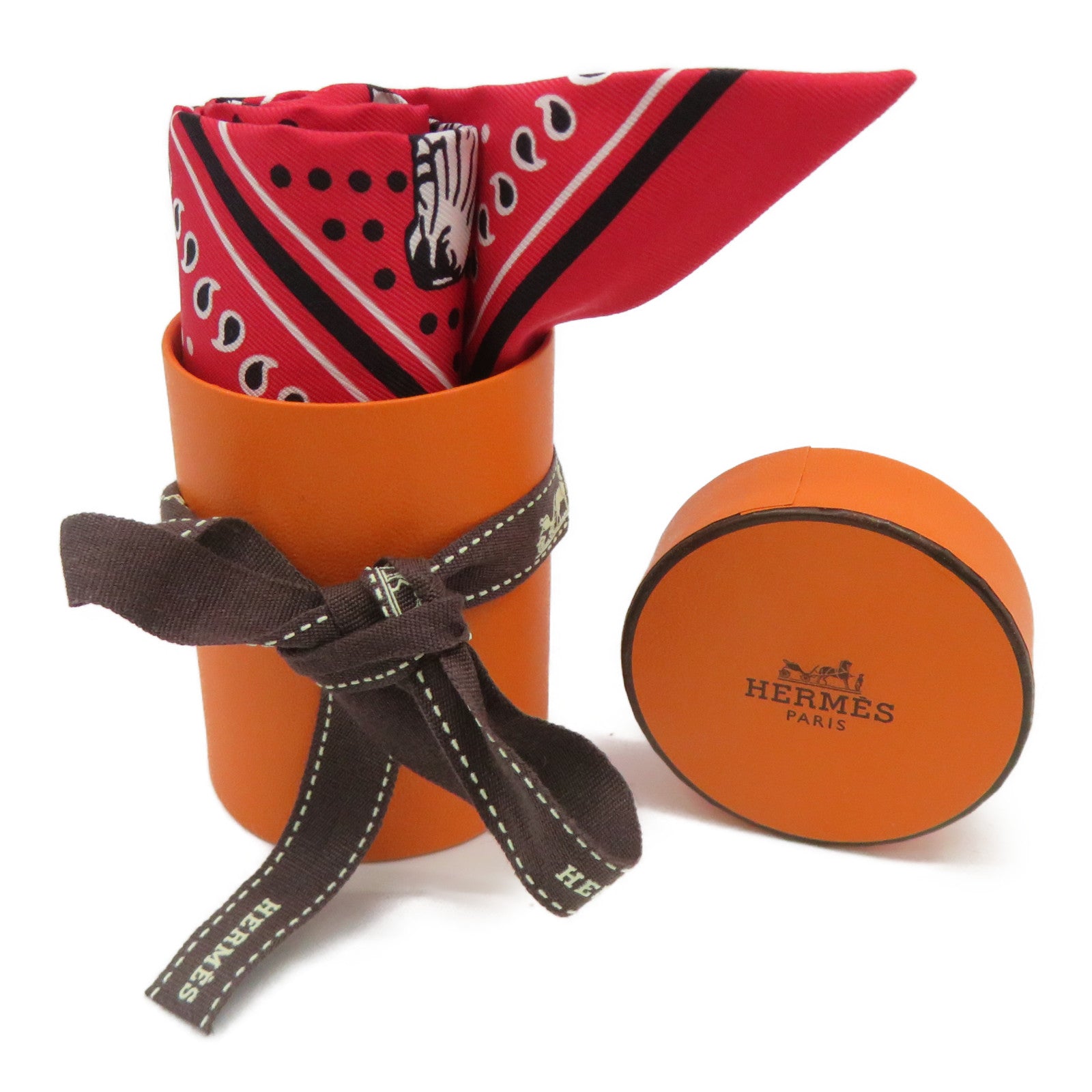 HERMES 【激減優惠】絲質Twilly絲巾紅色