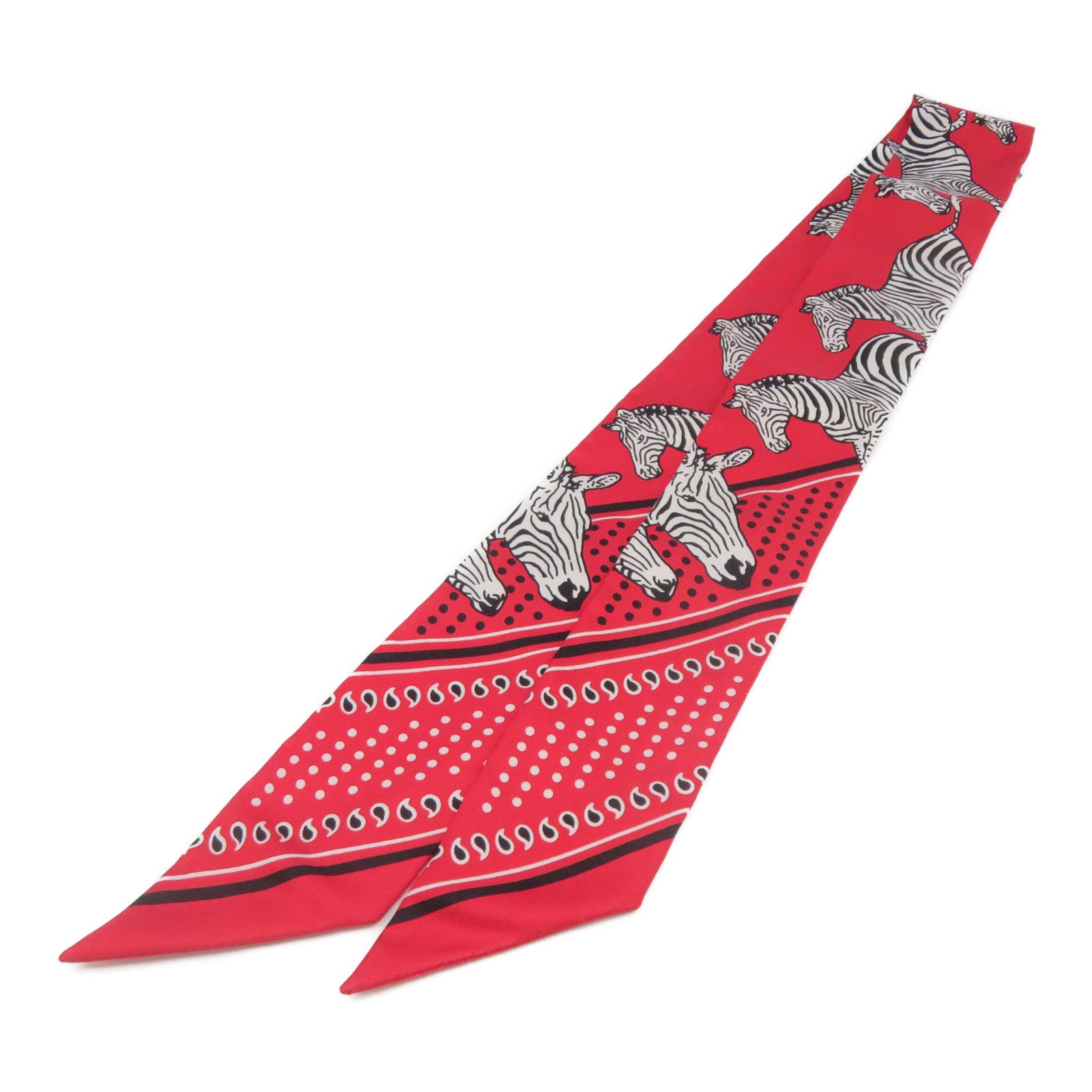 HERMES 【激減優惠】絲質Twilly絲巾紅色