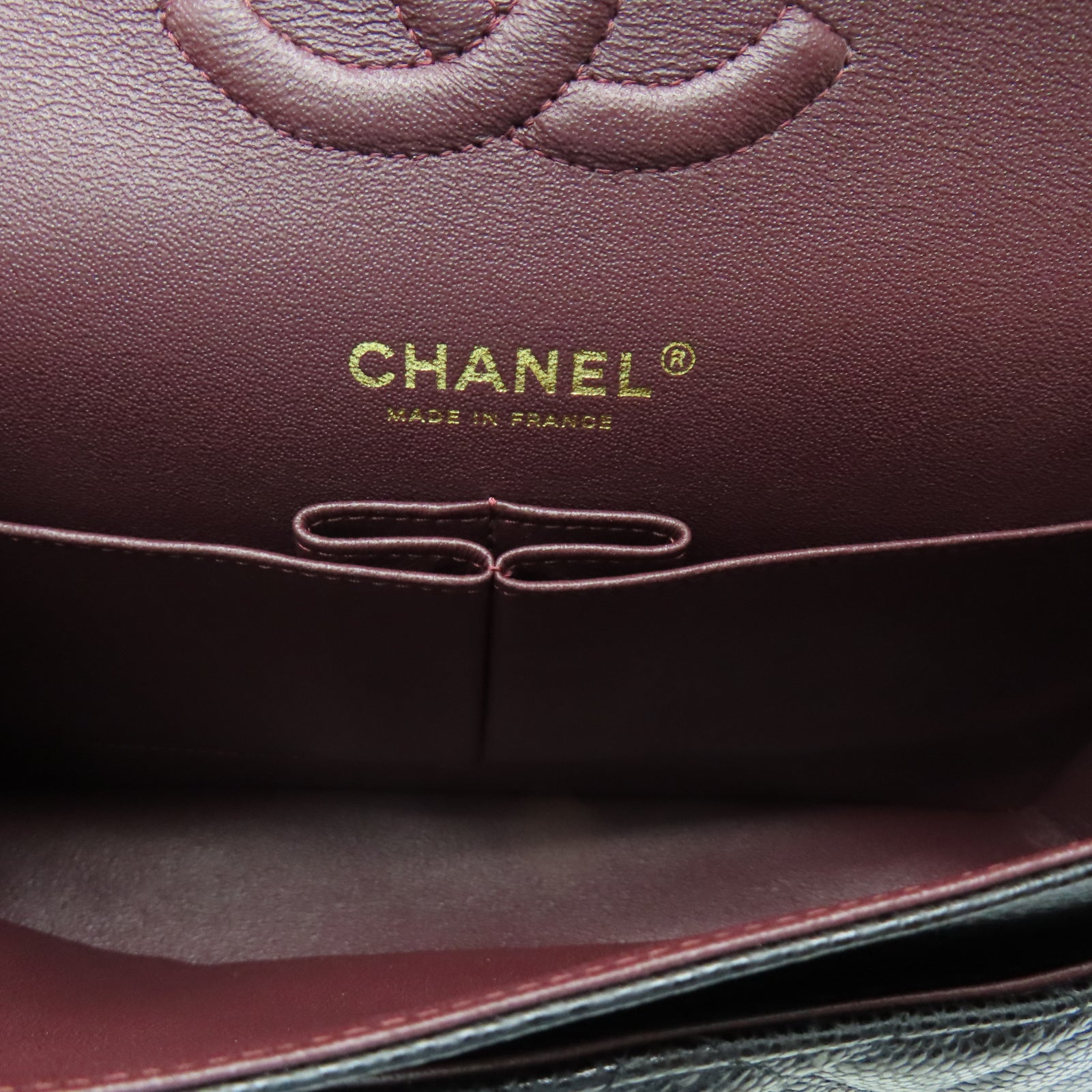 CHANEL 菱格Caviar皮革Chain Shoulder金扣鏈帶肩背袋黑色