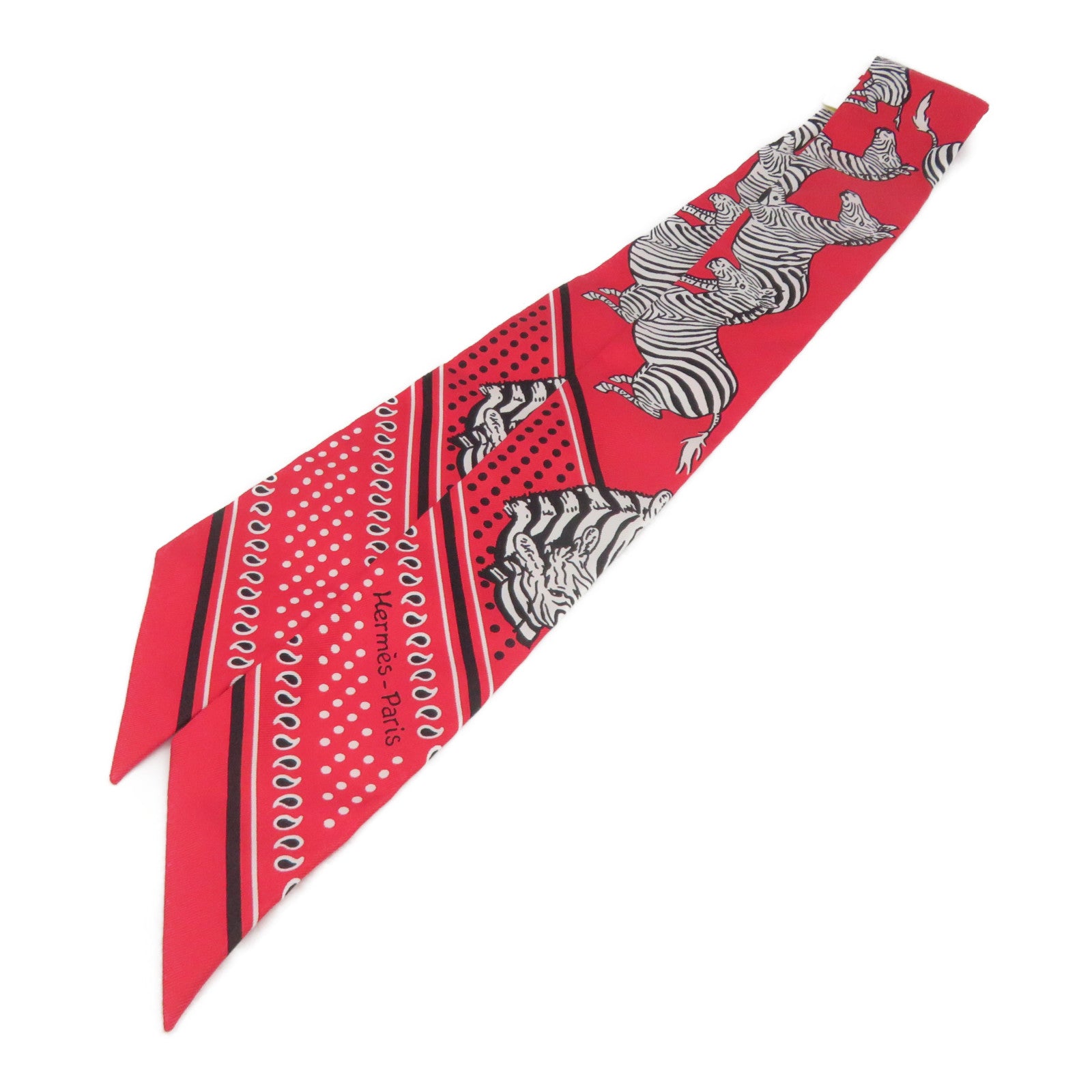 HERMES 【激減優惠】絲質Twilly絲巾紅色
