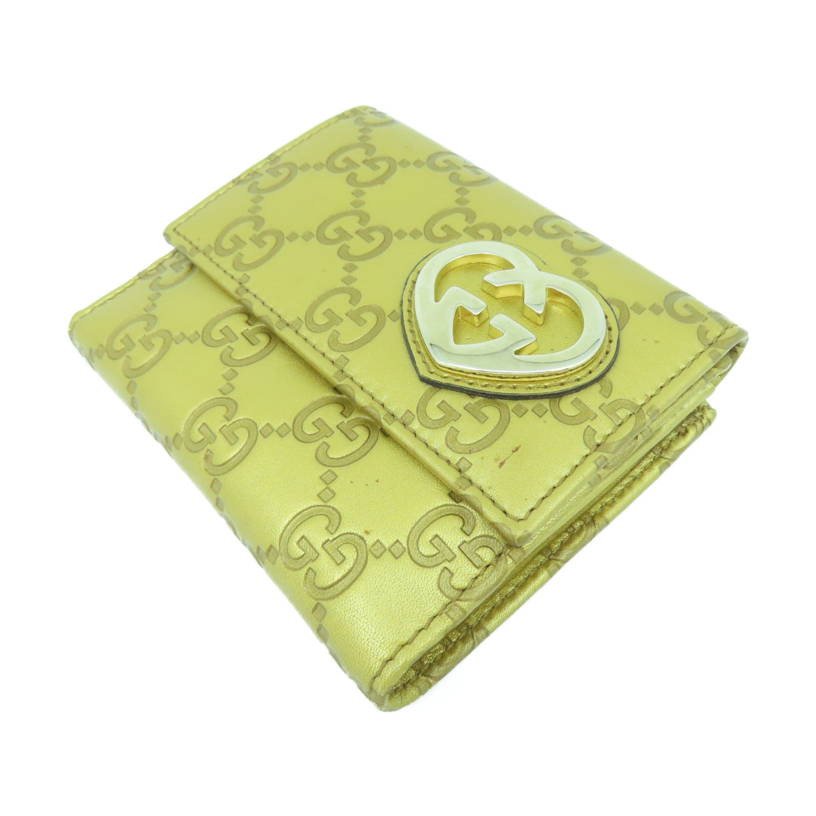 GUCCI 牛皮皮革Wallet金扣錢包金色