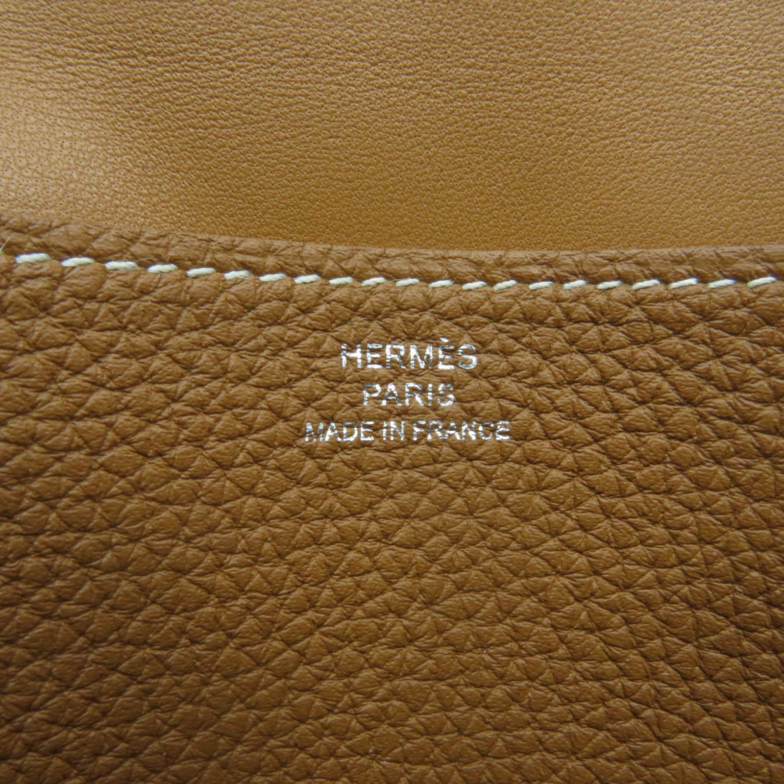 HERMES Togo皮革Dogon GM Long wallet銀扣長錢包Gold啡色