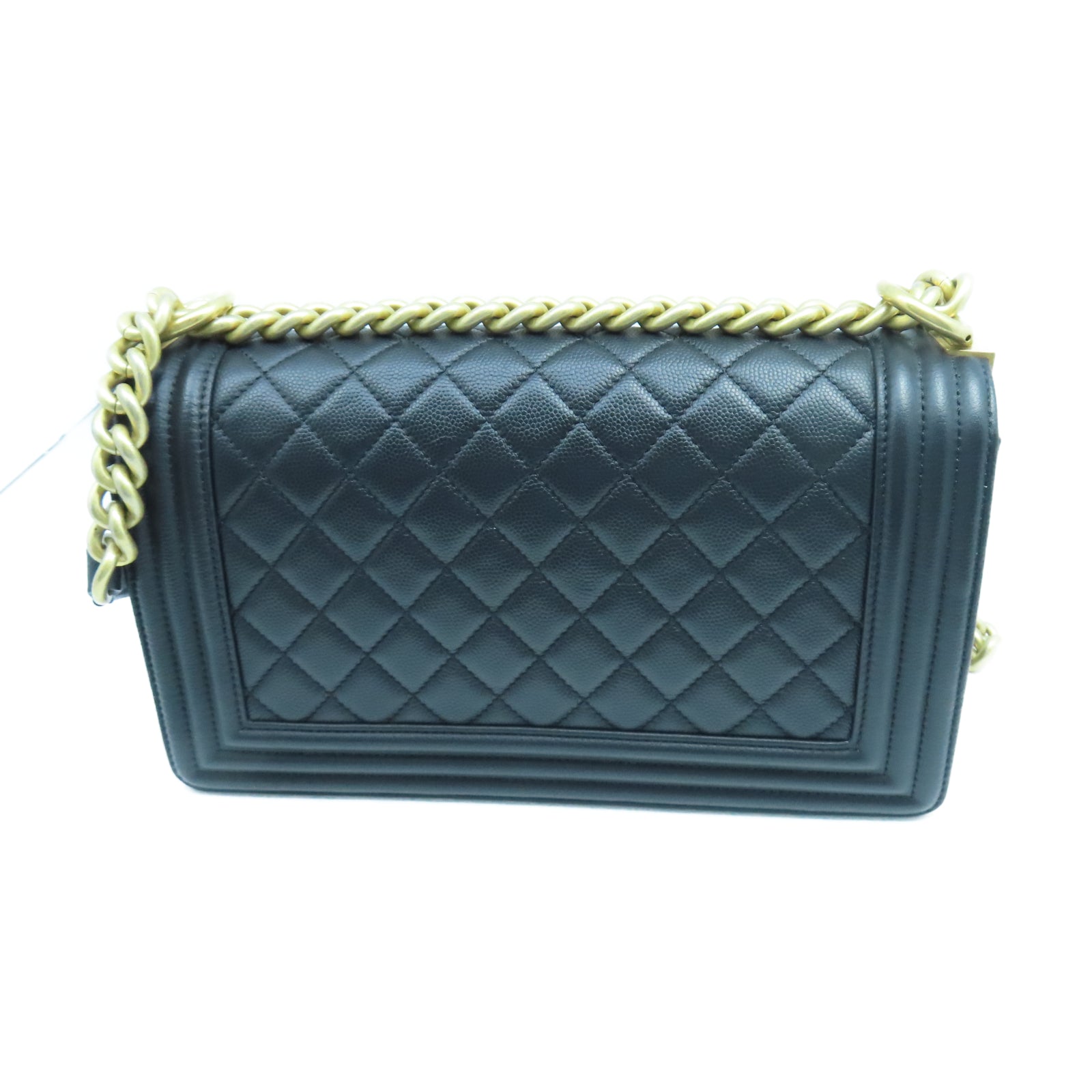 CHANEL 菱格牛皮皮革Boy Chanel金扣鏈帶肩背袋黑色