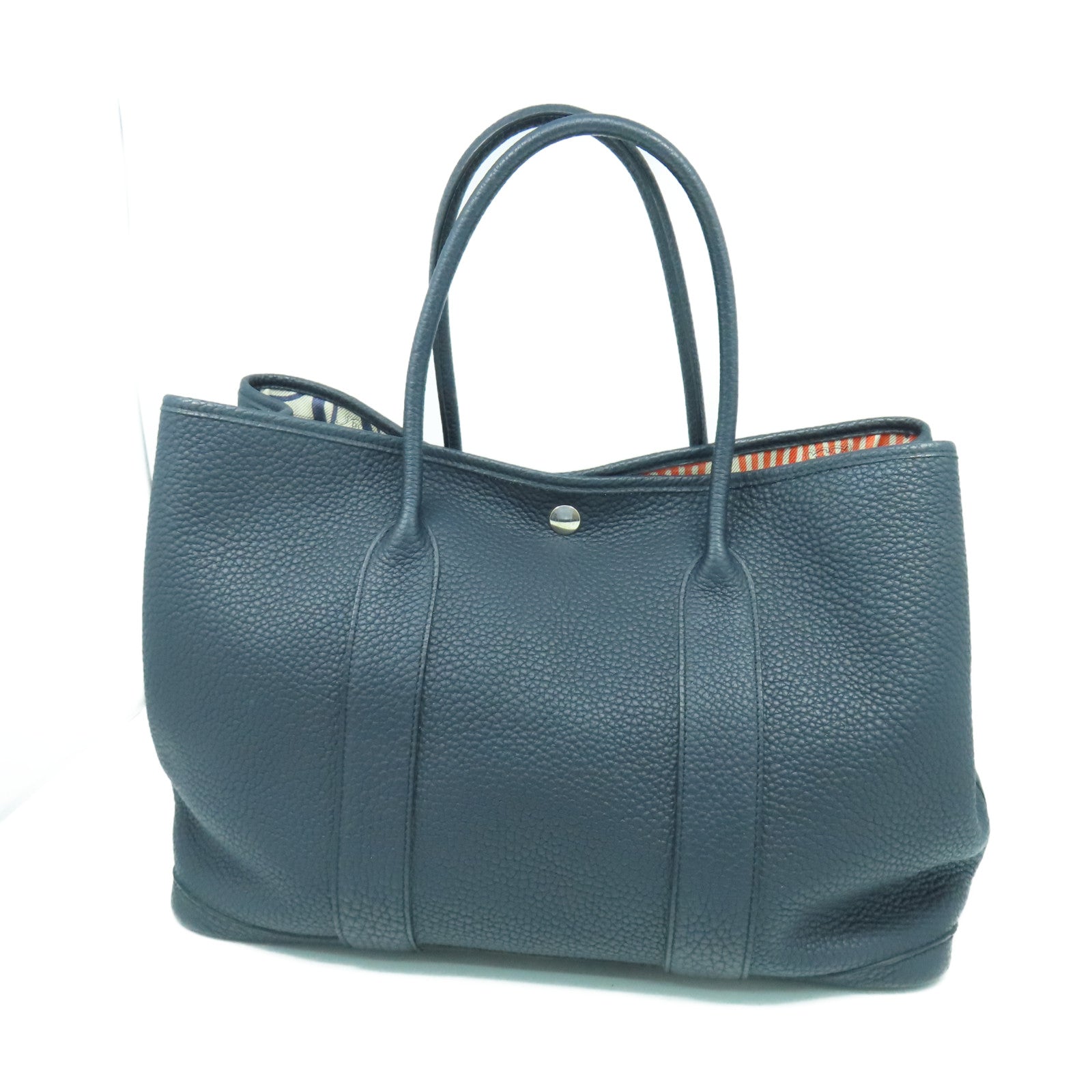 HERMES Negonda皮革GardenParty PM銀扣手挽袋黑色