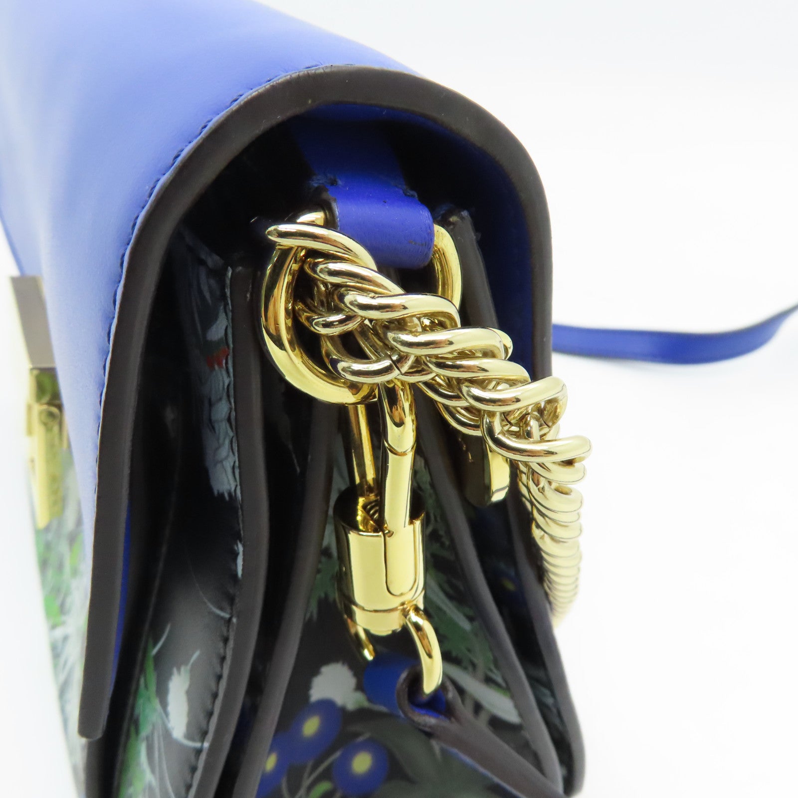 GIVENCHY Sheepskin Leather Shoulder Bag Gold Buckle Handle Shoulder Bag Blue
