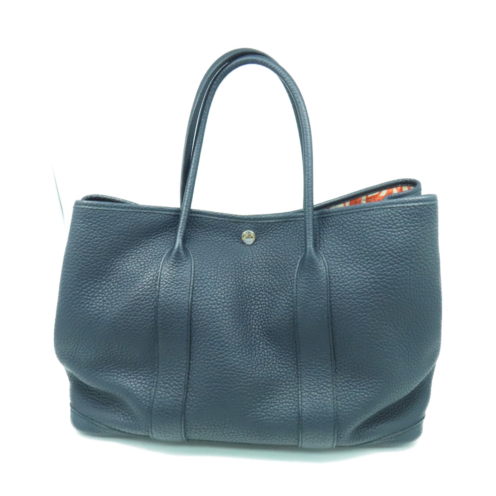HERMES Negonda皮革GardenParty PM銀扣手挽袋黑色
