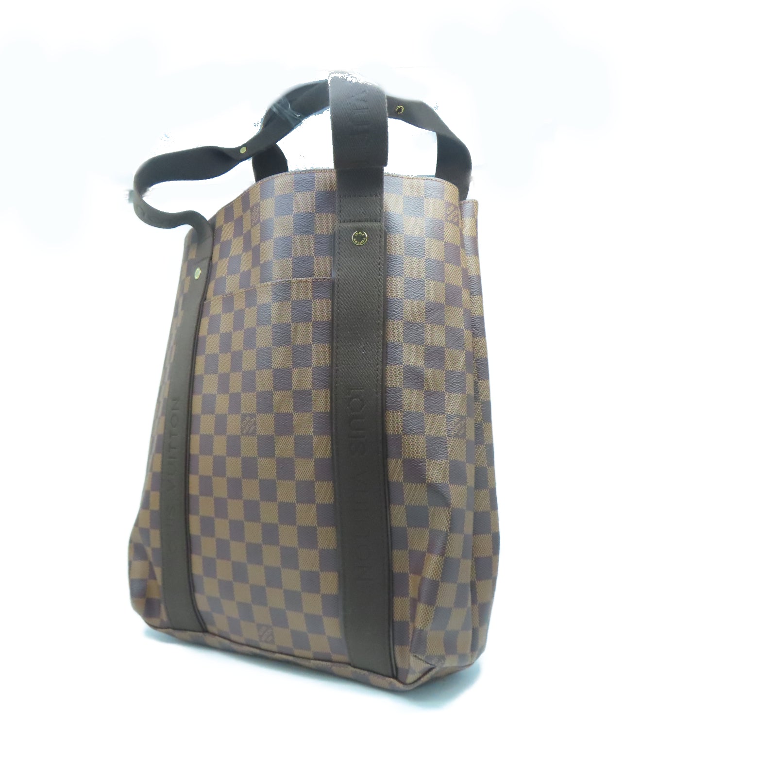 LOUIS VUITTON Damier Ebene Beaubourg金扣手挽袋棕色