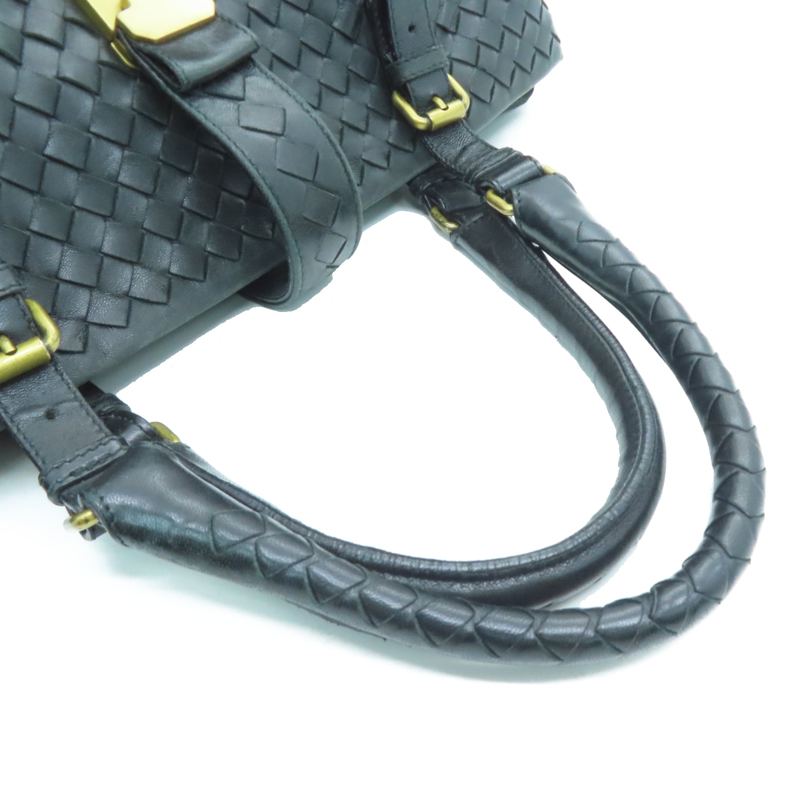 BOTTEGA VENETA 【激減優惠】羊皮皮革Tote Bag金扣手挽袋黑色