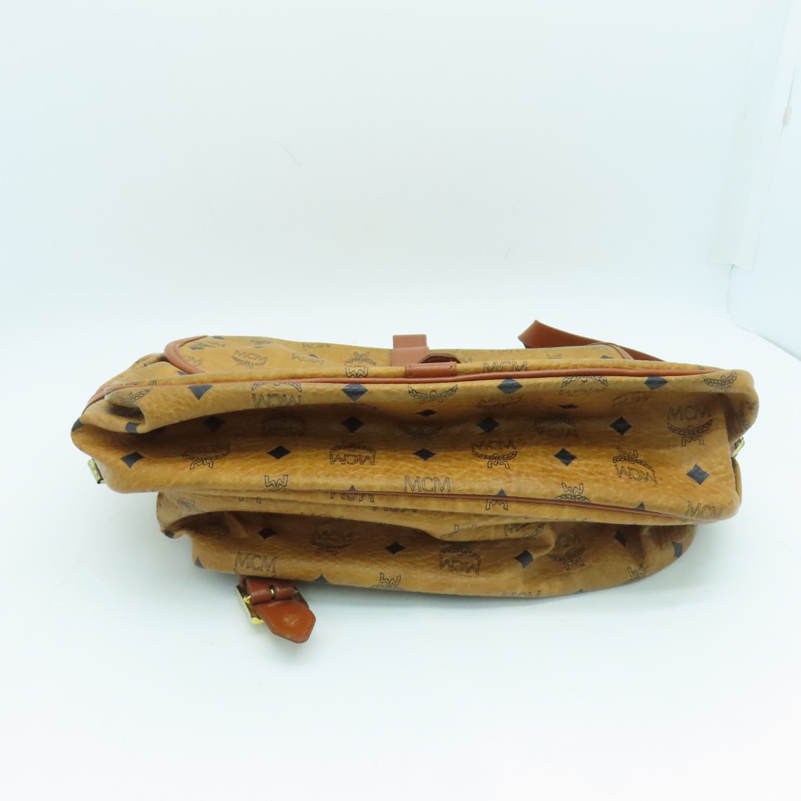 MCM 牛皮皮革Shoulder Bag肩背袋金扣啡色